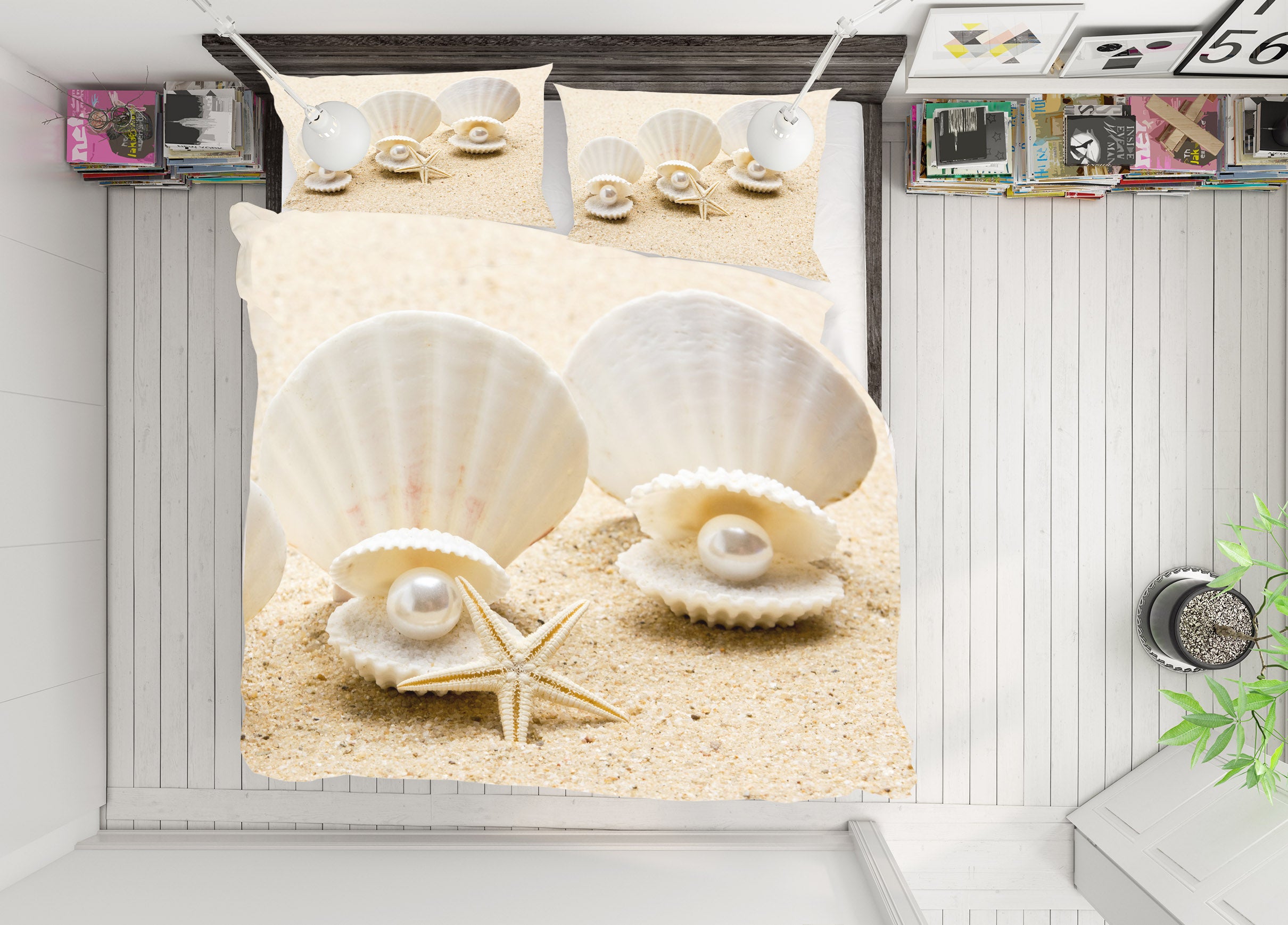 3D Shell Pearl 60086 Bed Pillowcases Quilt
