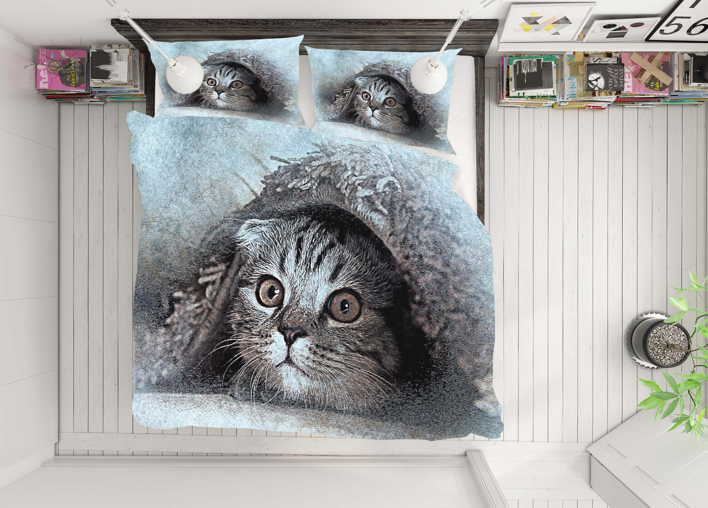 3D Cat 61058 Bed Pillowcases Quilt