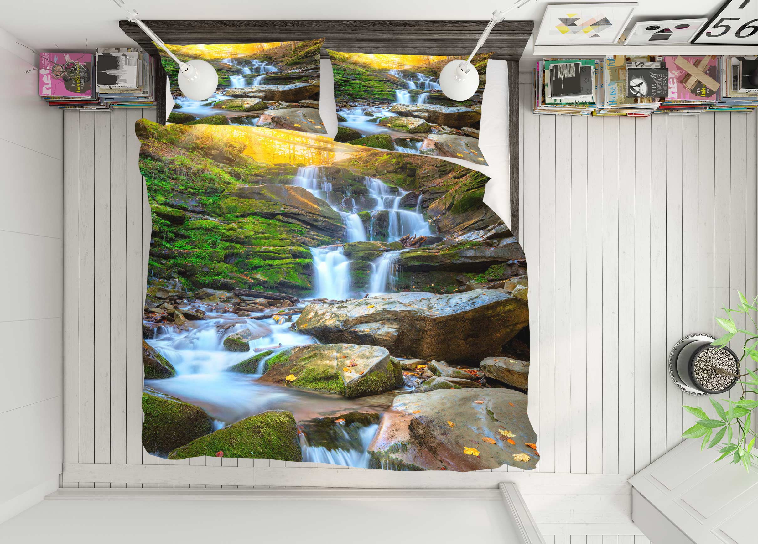 3D Running Water 15170 Bed Pillowcases Quilt
