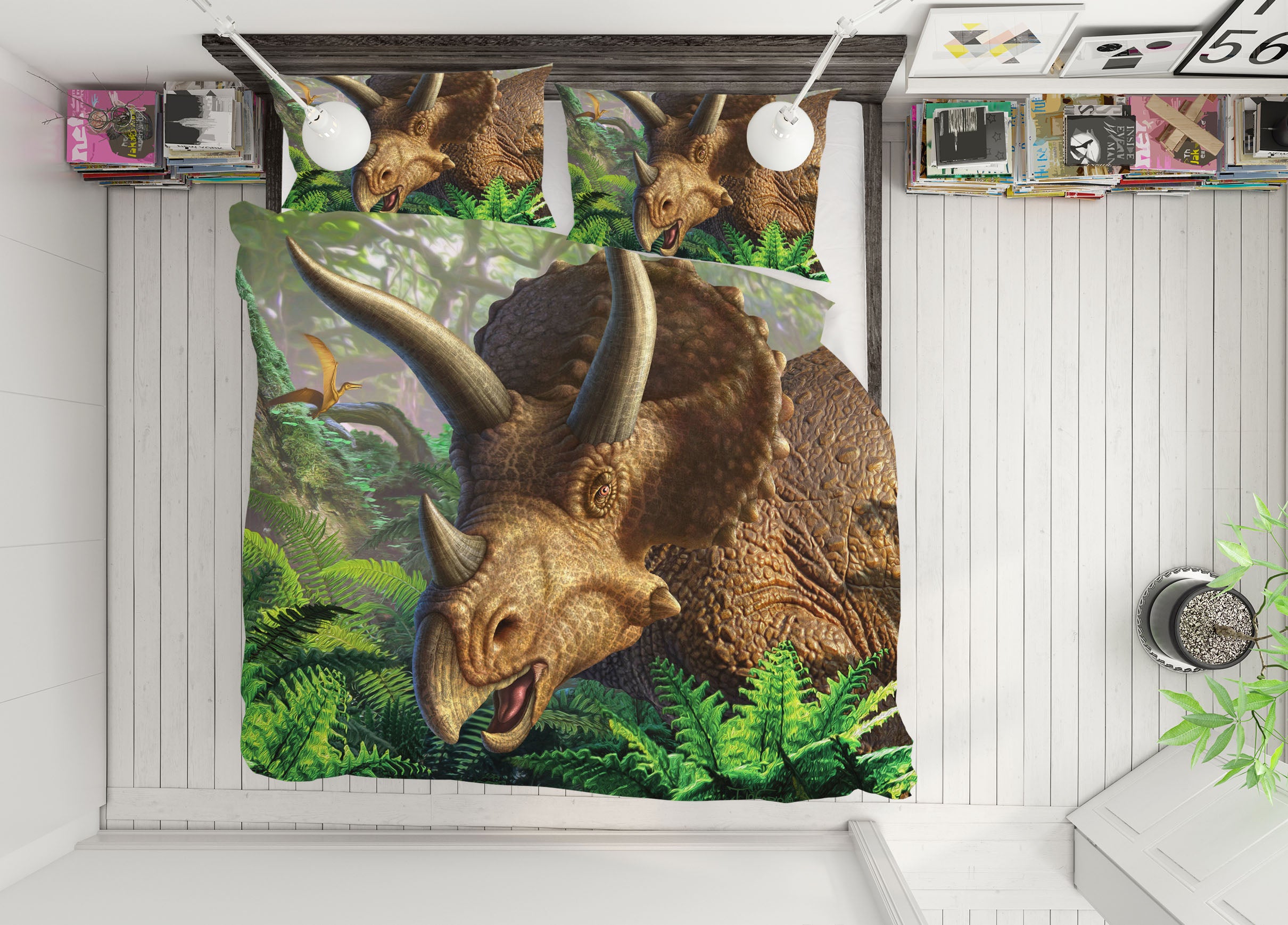 3D Triceratops 18074 Jerry LoFaro bedding Bed Pillowcases Quilt
