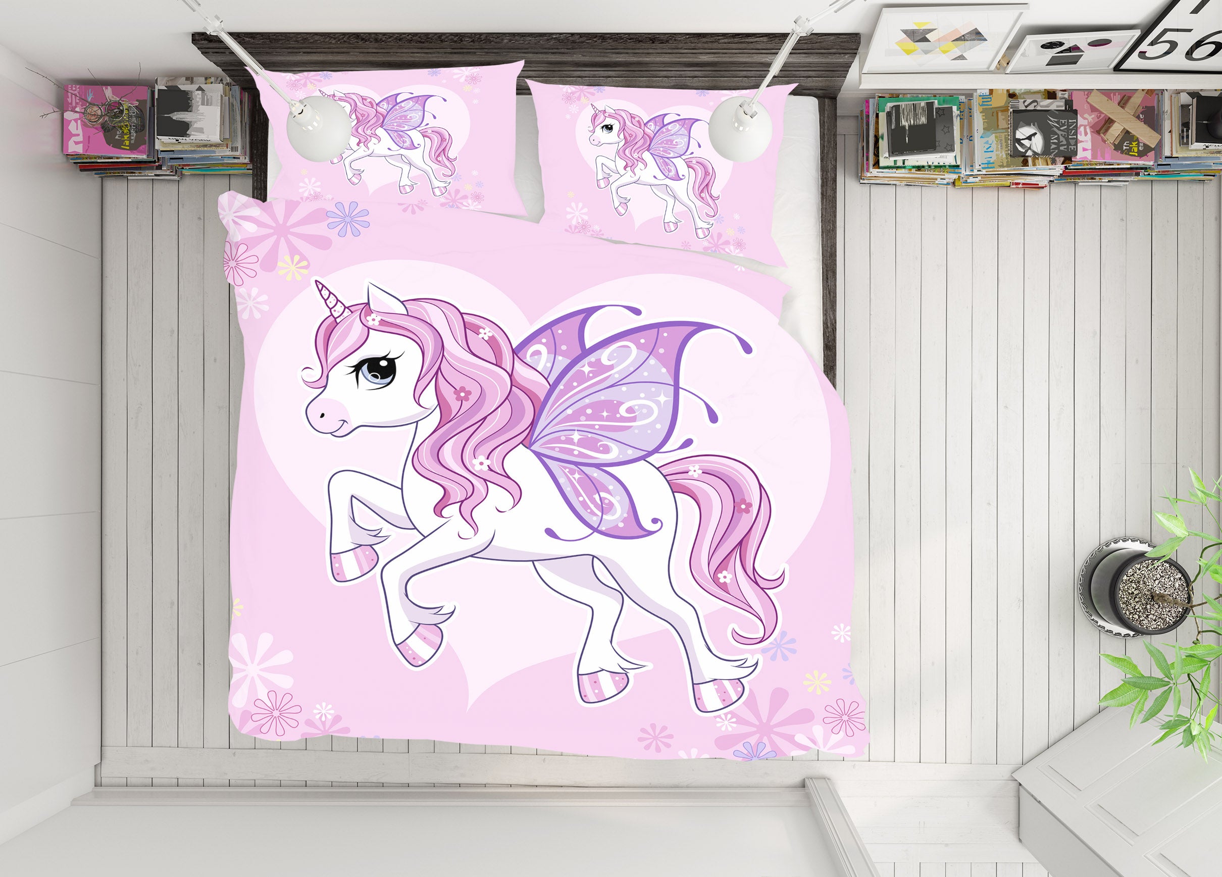3D Unicorn Wings 58232 Bed Pillowcases Quilt