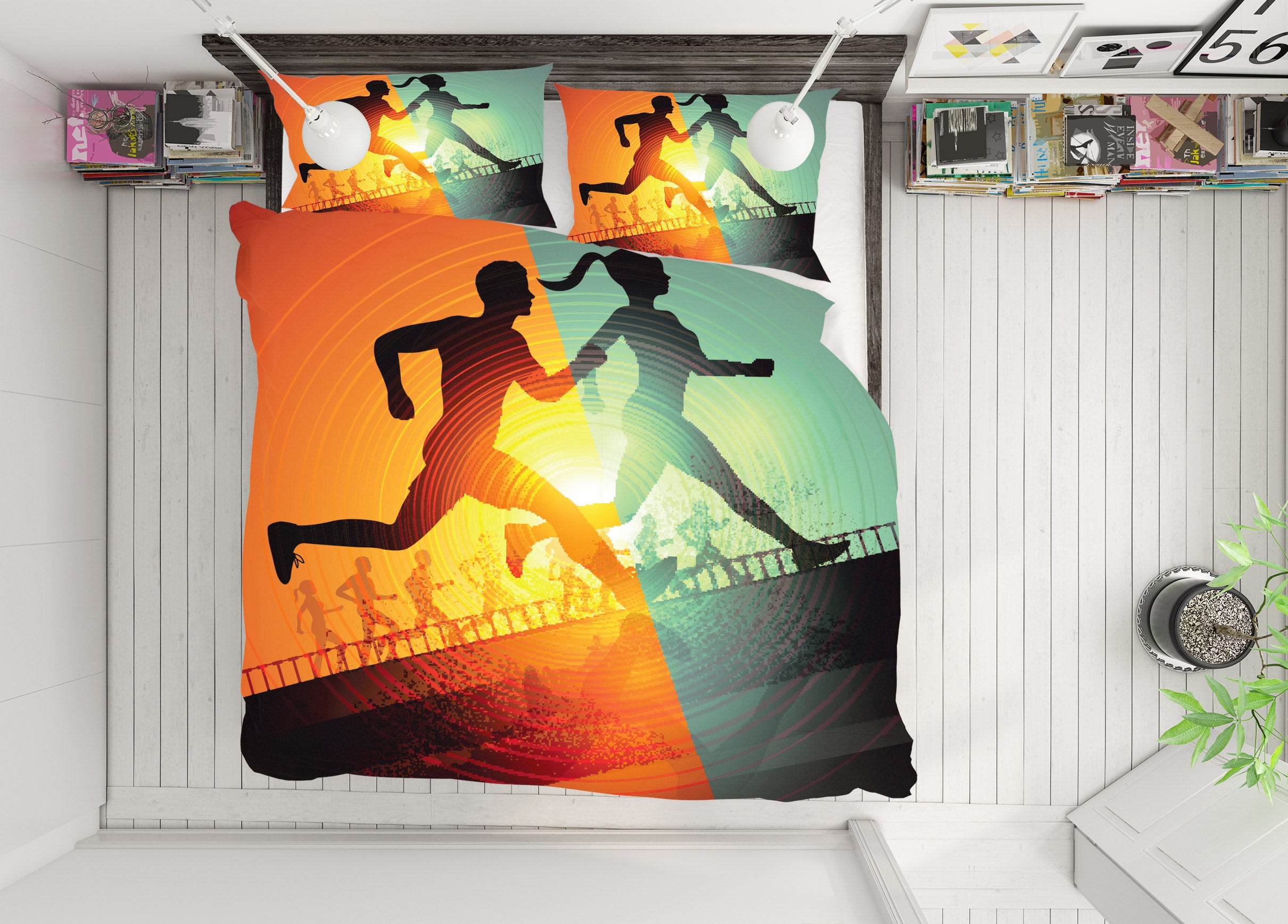 3D Run 14137 Bed Pillowcases Quilt