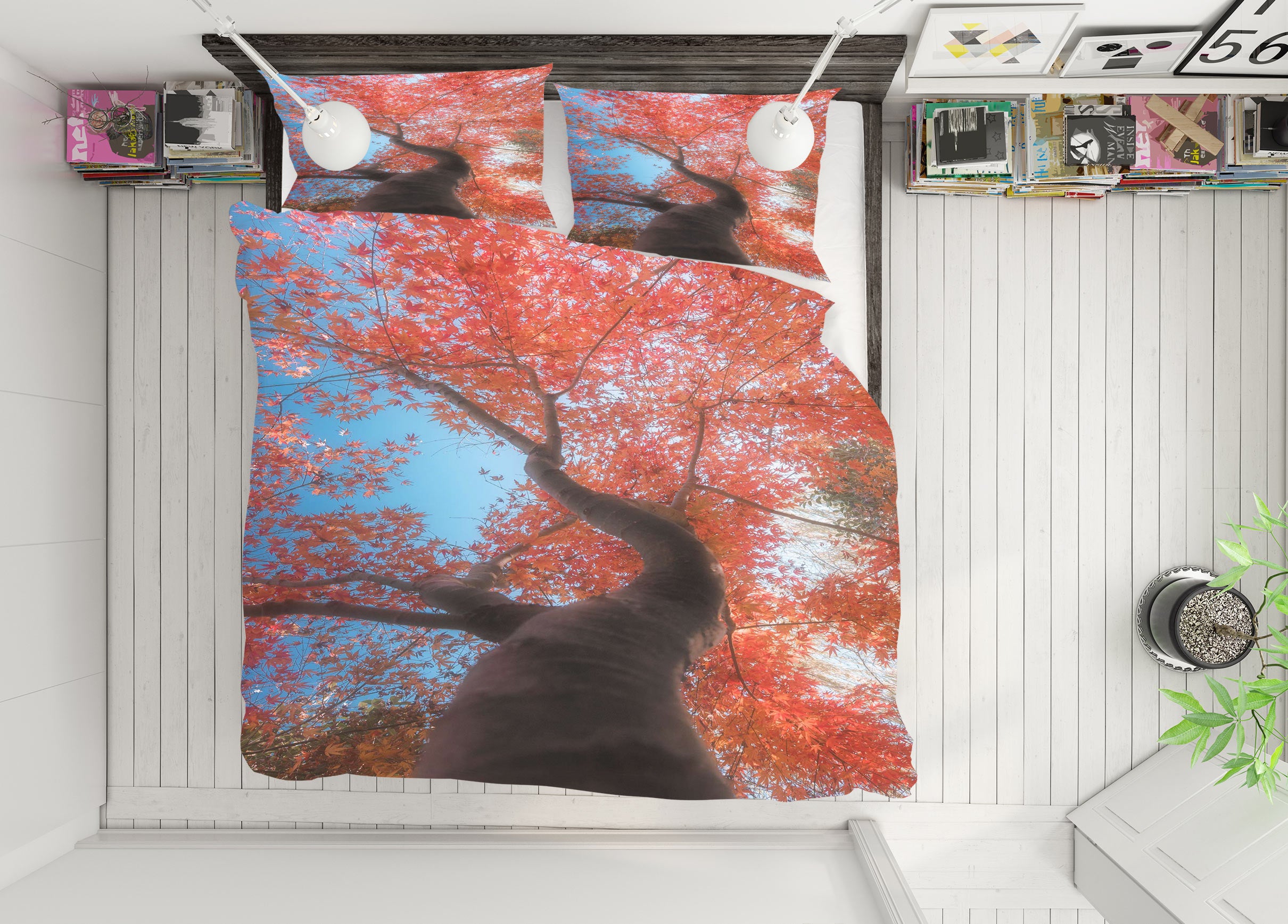 3D Red Tree 16150 Bed Pillowcases Quilt