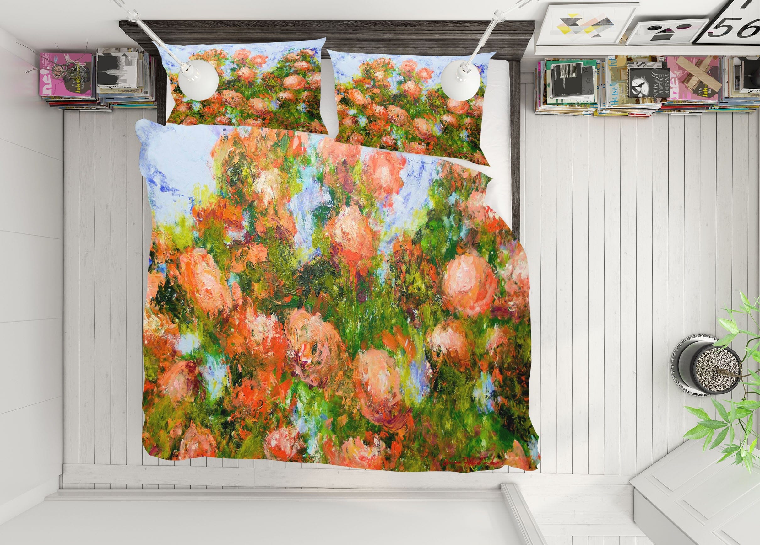 3D Red Ribbon Roses 1147 Allan P. Friedlander Bedding Bed Pillowcases Quilt Quiet Covers AJ Creativity Home