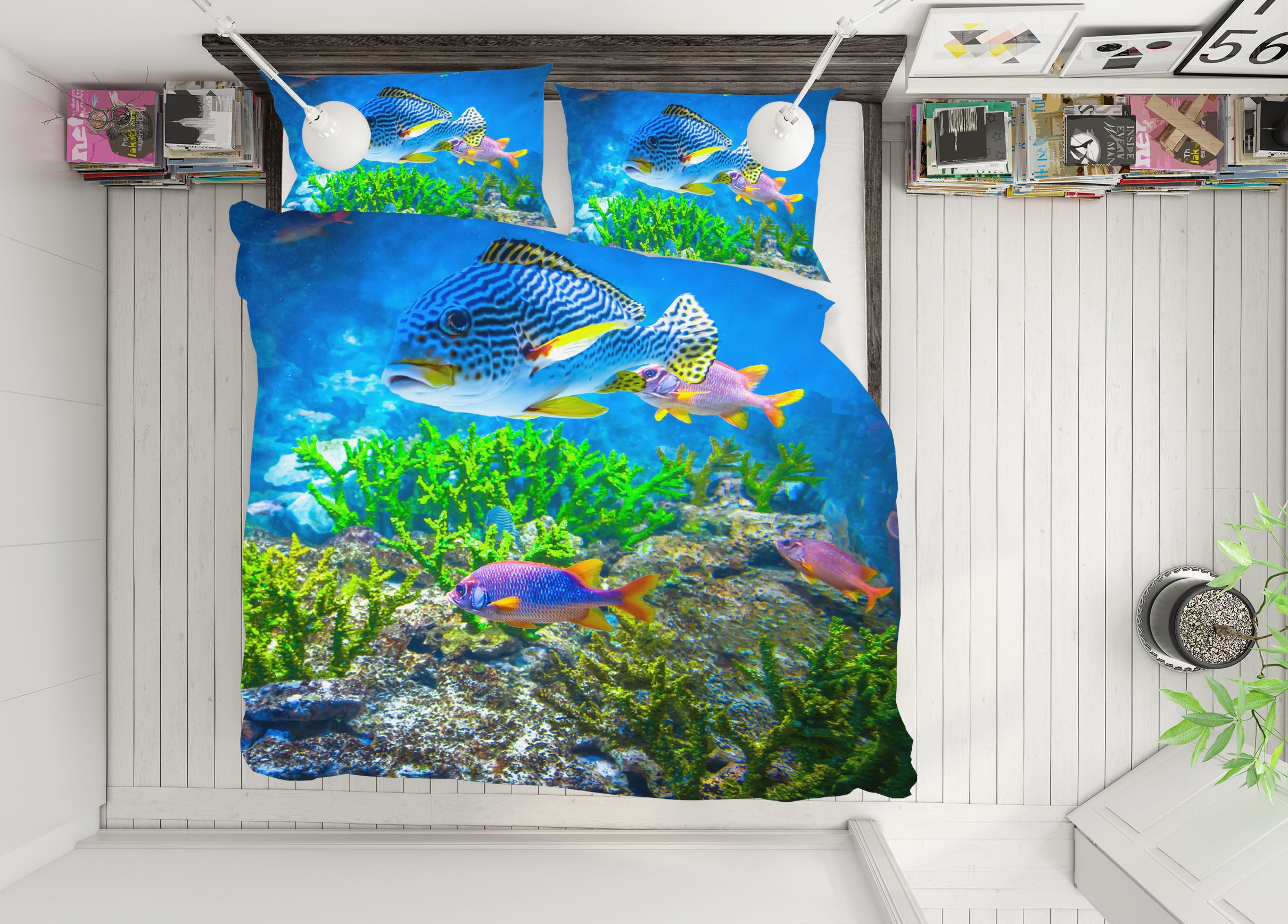 3D Sea Bottom Fish 61132 Bed Pillowcases Quilt