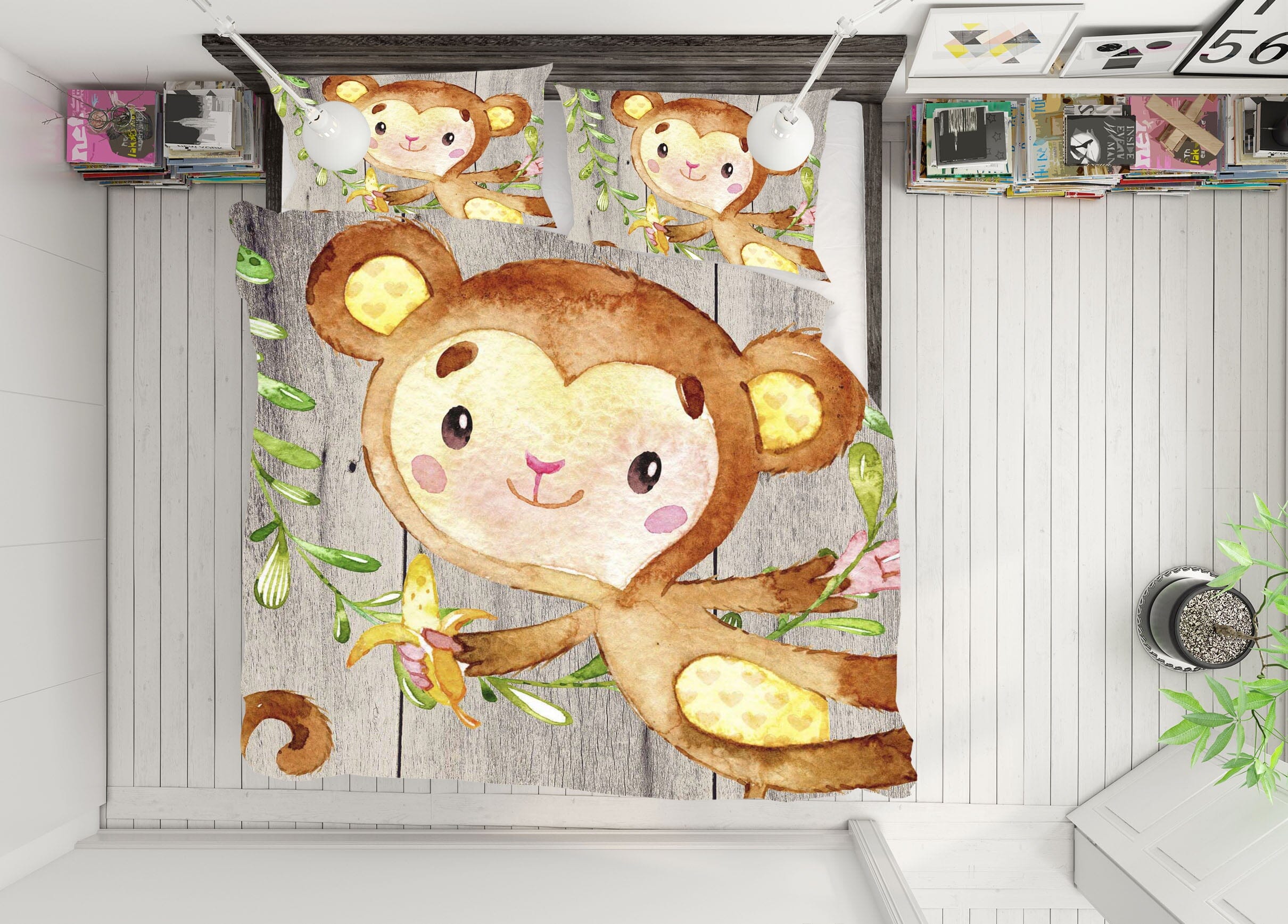 3D Yellow Monkey 247 Uta Naumann Bedding Bed Pillowcases Quilt Quiet Covers AJ Creativity Home