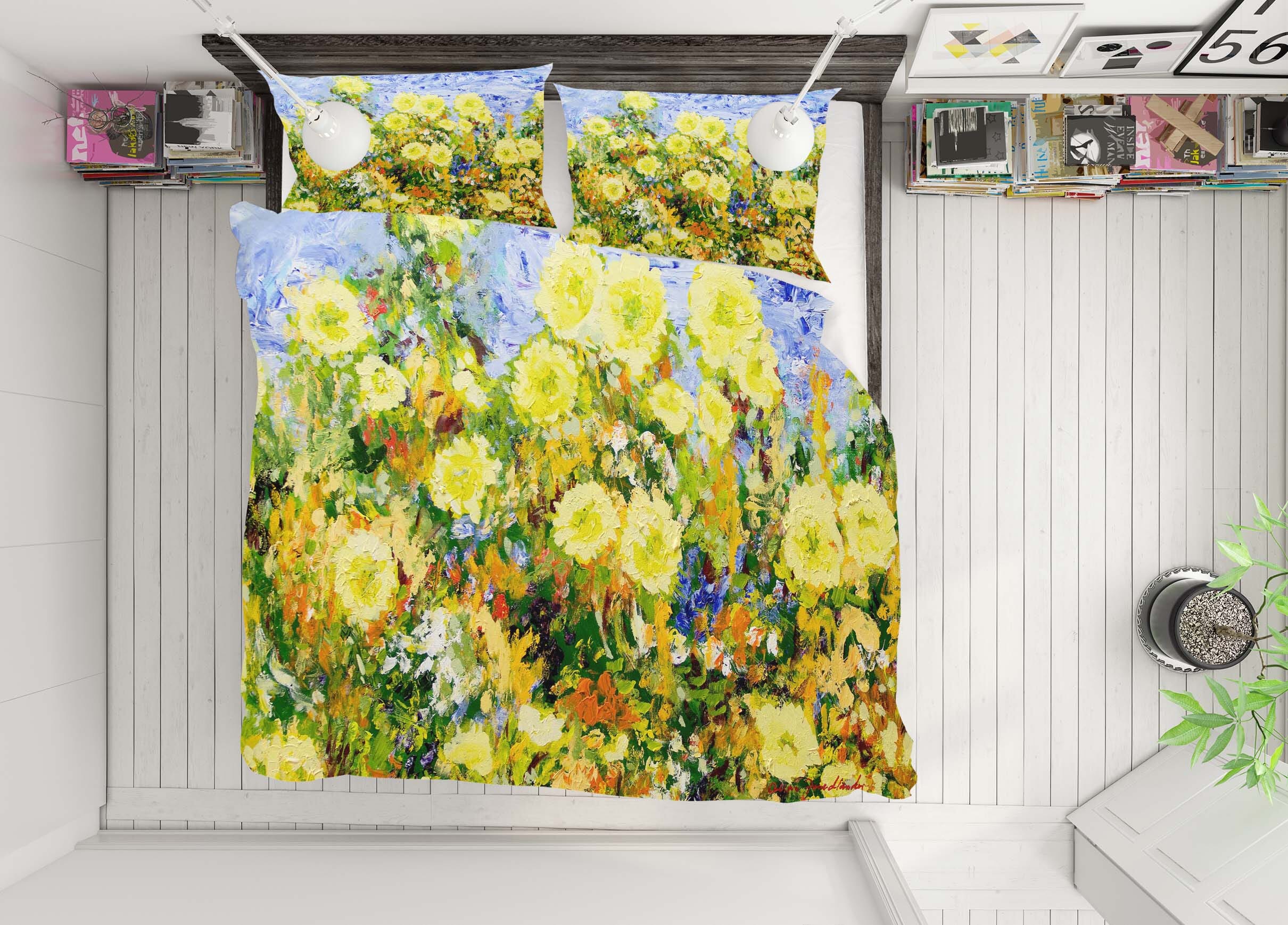 3D Yellow Chrysanthemum 1145 Allan P. Friedlander Bedding Bed Pillowcases Quilt Quiet Covers AJ Creativity Home