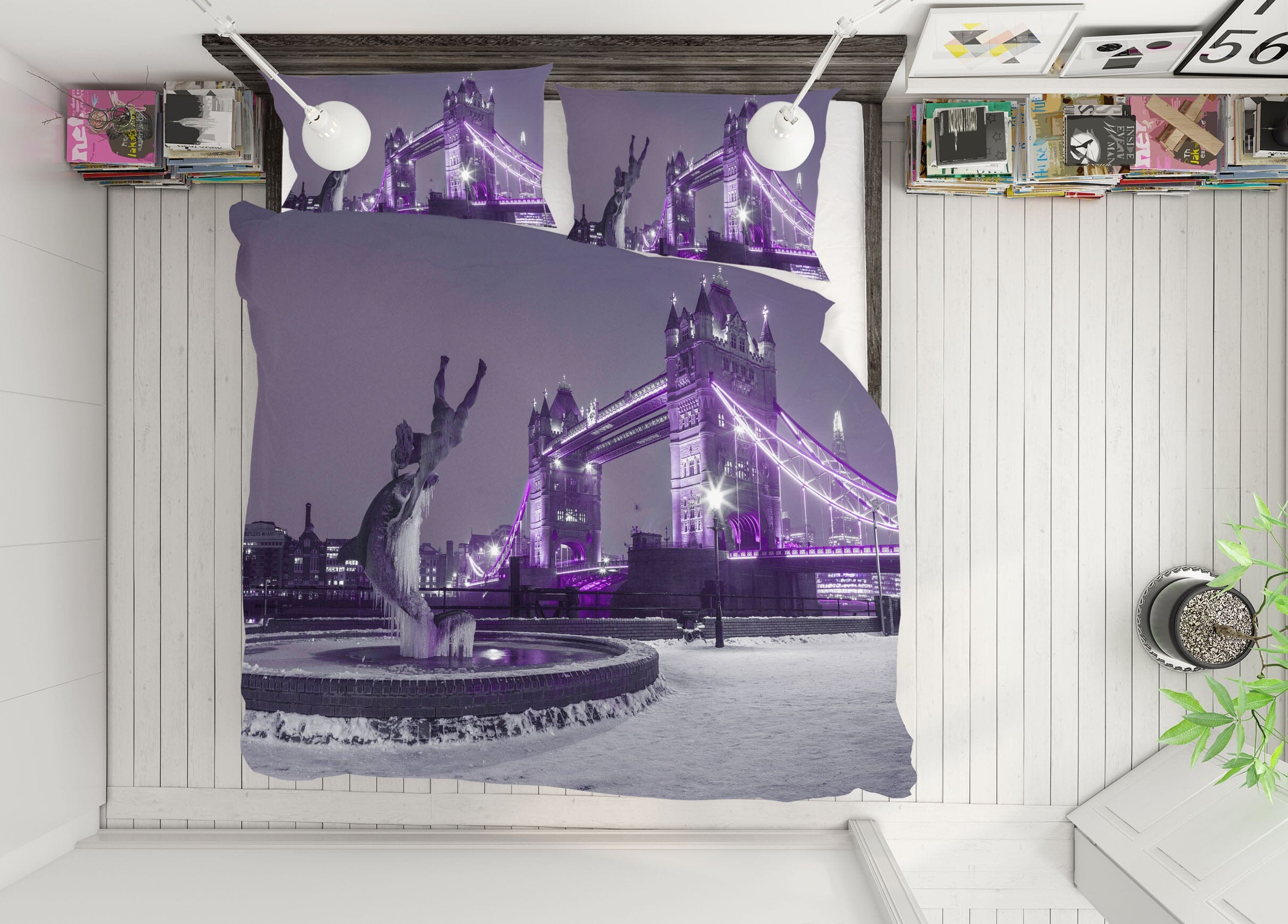 3D Purple Neon Bridge 1038 Assaf Frank Bedding Bed Pillowcases Quilt Quiet Covers AJ Creativity Home