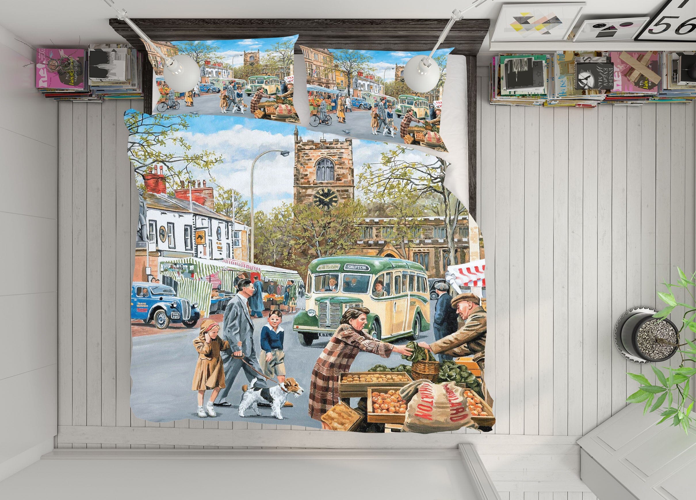 3D Market Day 2037 Trevor Mitchell bedding Bed Pillowcases Quilt Quiet Covers AJ Creativity Home