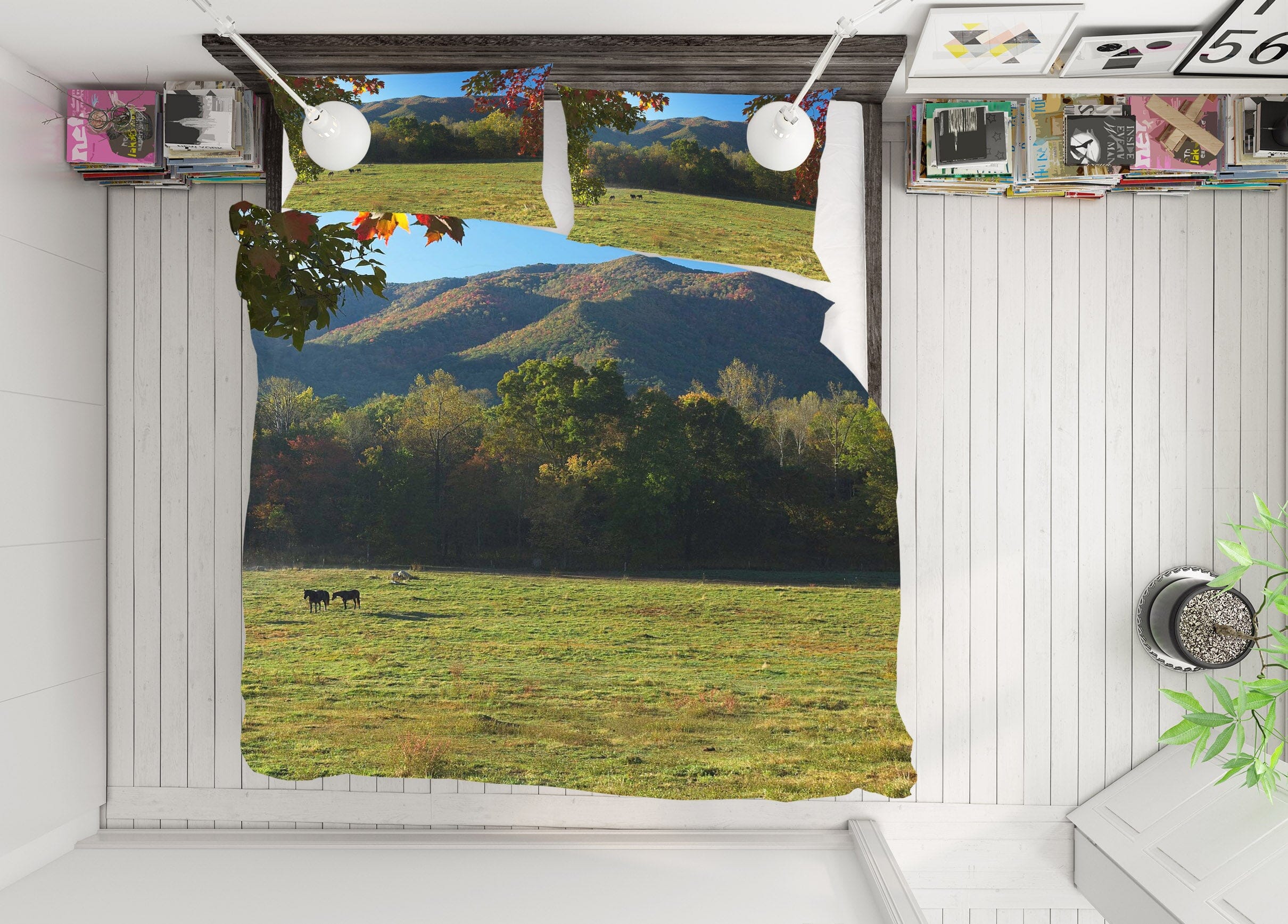 3D Horses Valley 2114 Kathy Barefield Bedding Bed Pillowcases Quilt Quiet Covers AJ Creativity Home