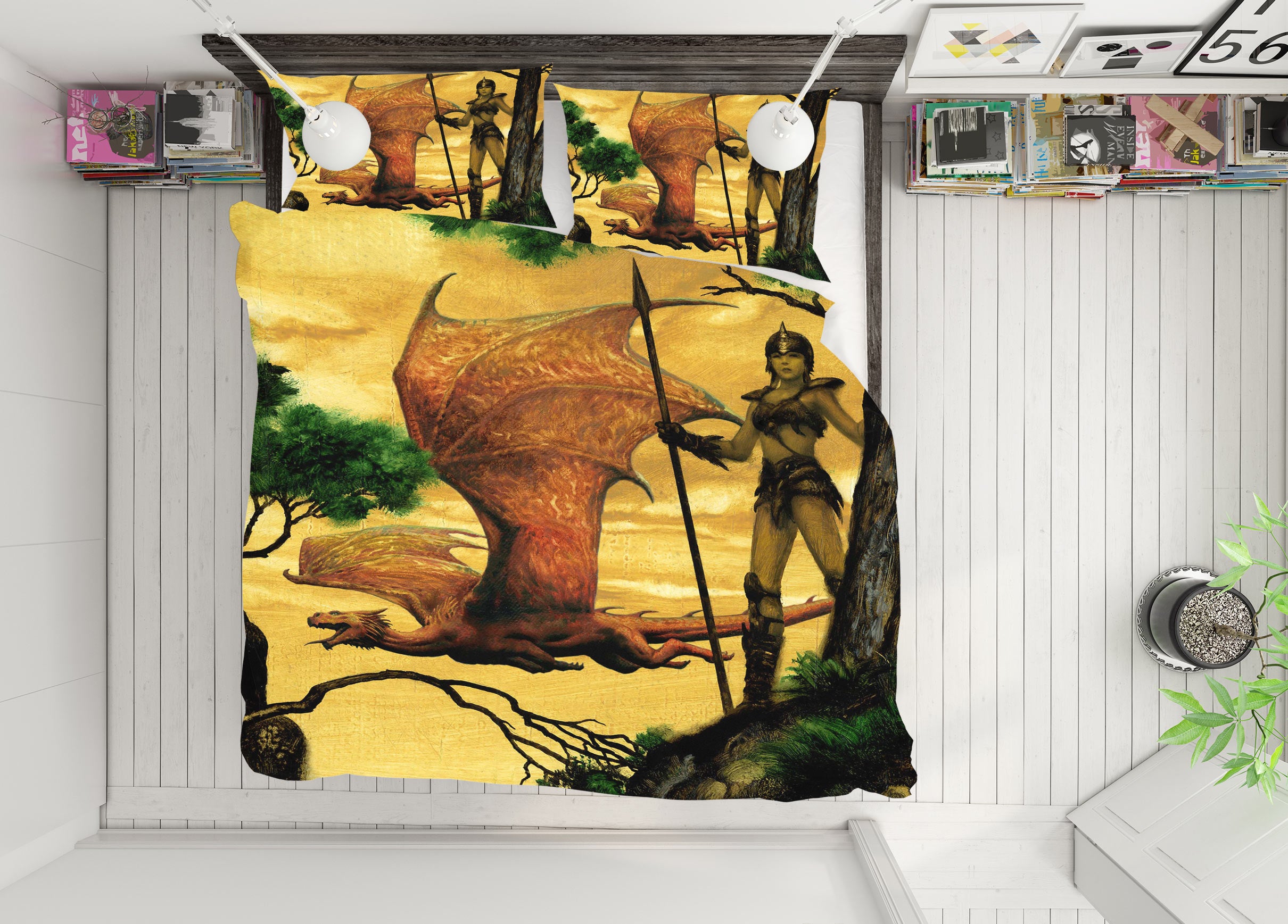 3D Fly Dragon Woman 7002 Ciruelo Bedding Bed Pillowcases Quilt