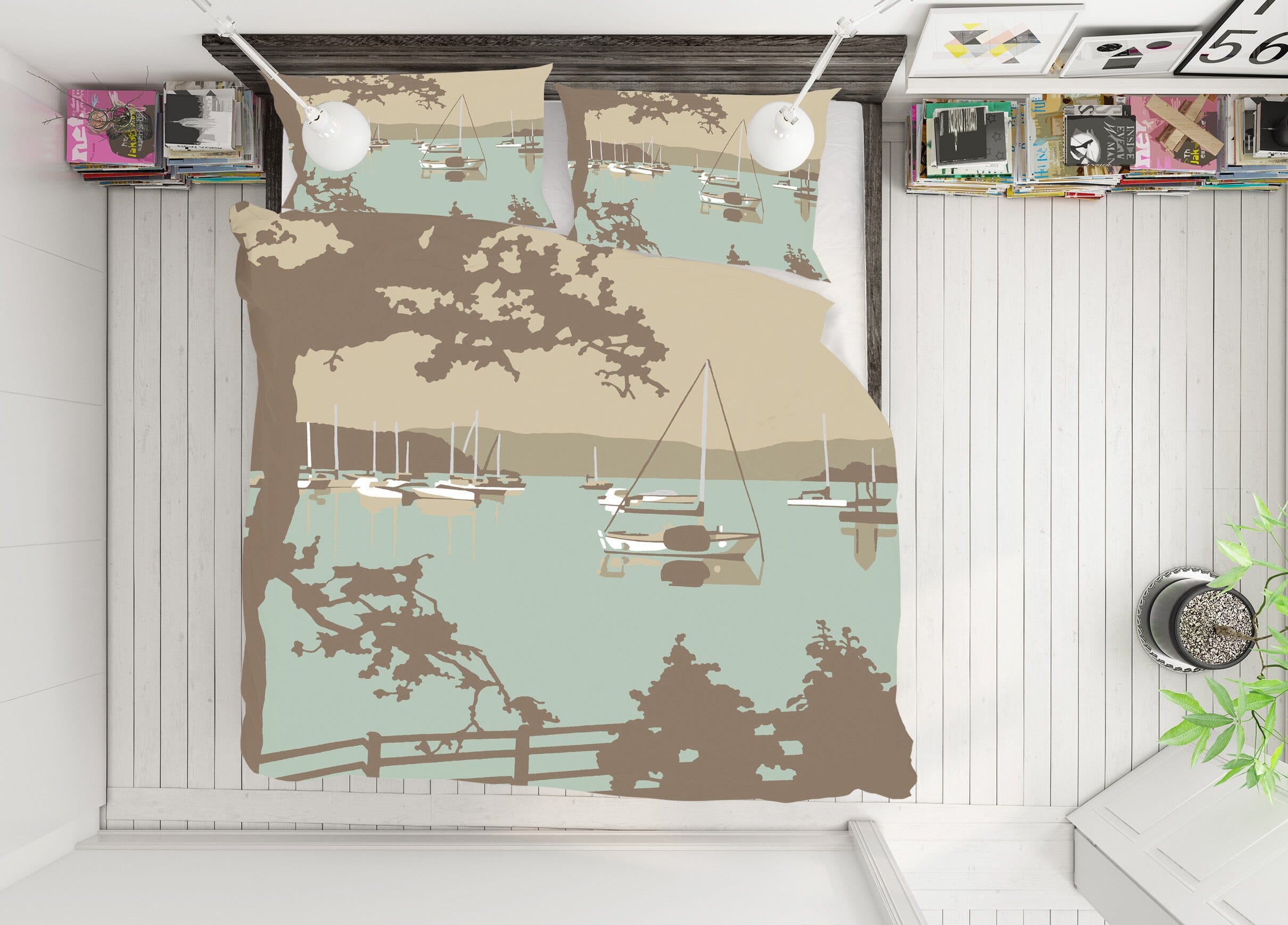 3D Poole Harbour View 2043 Steve Read Bedding Bed Pillowcases Quilt Quiet Covers AJ Creativity Home