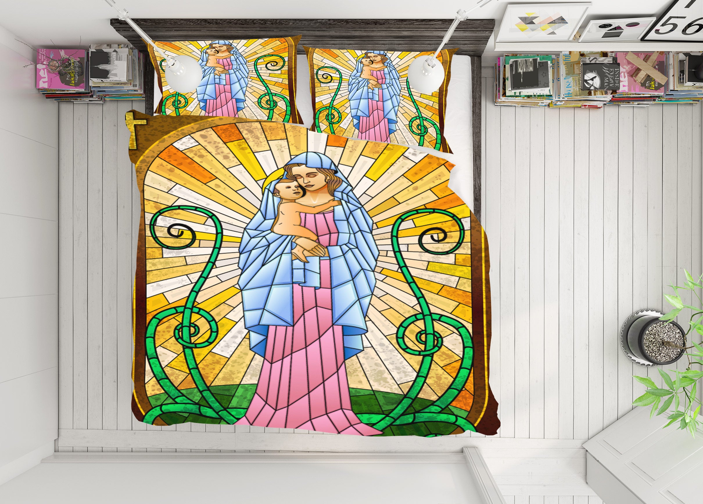 3D Our Lady 13169 Bed Pillowcases Quilt