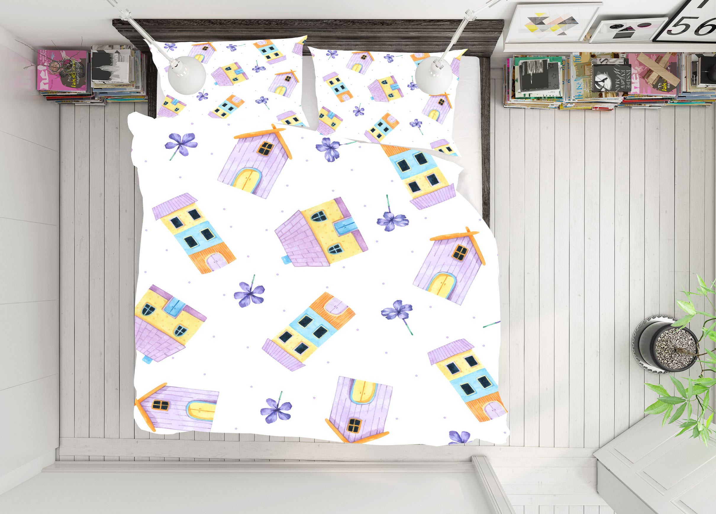 3D House Pattern 60222 Bed Pillowcases Quilt