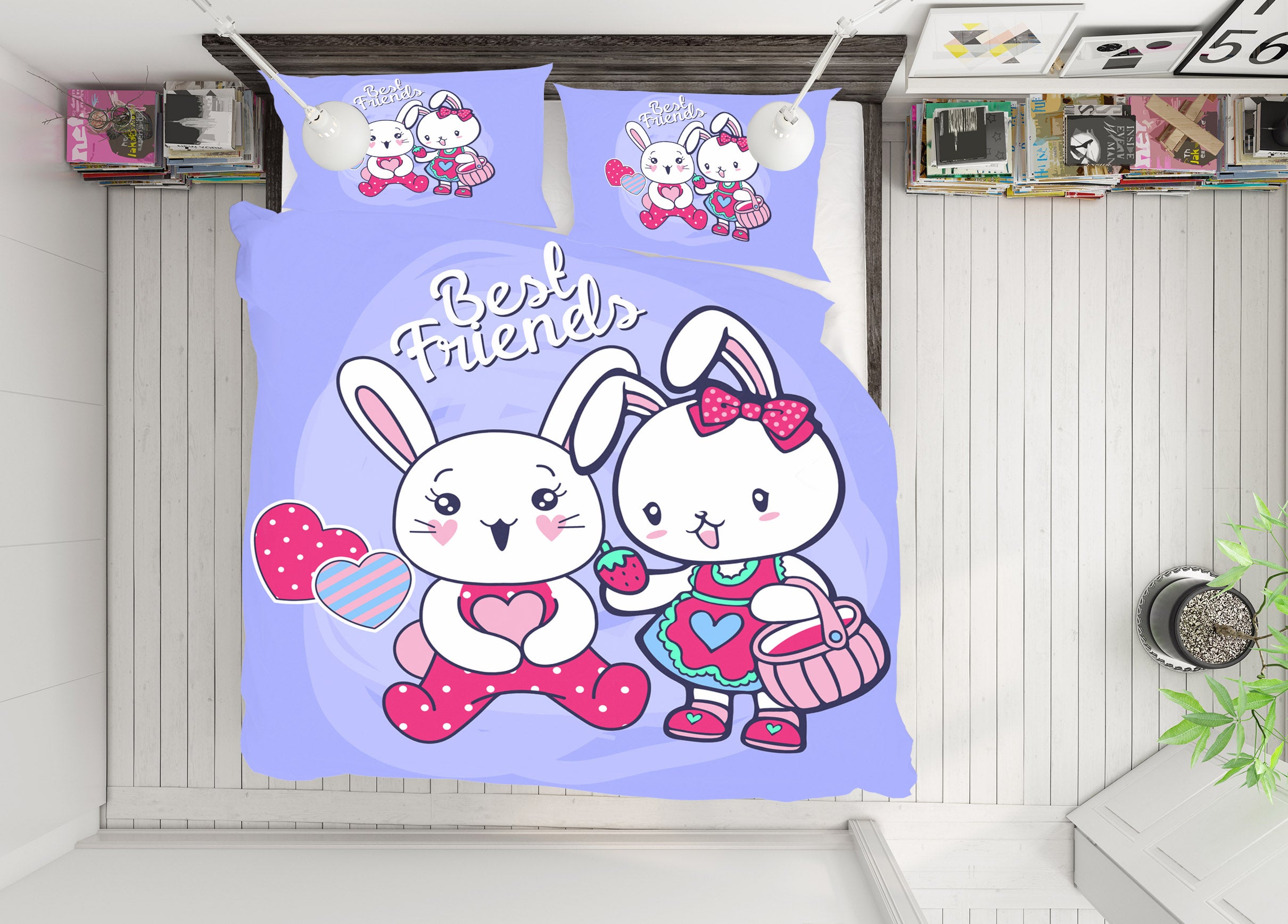 3D Rabbit 58208 Bed Pillowcases Quilt