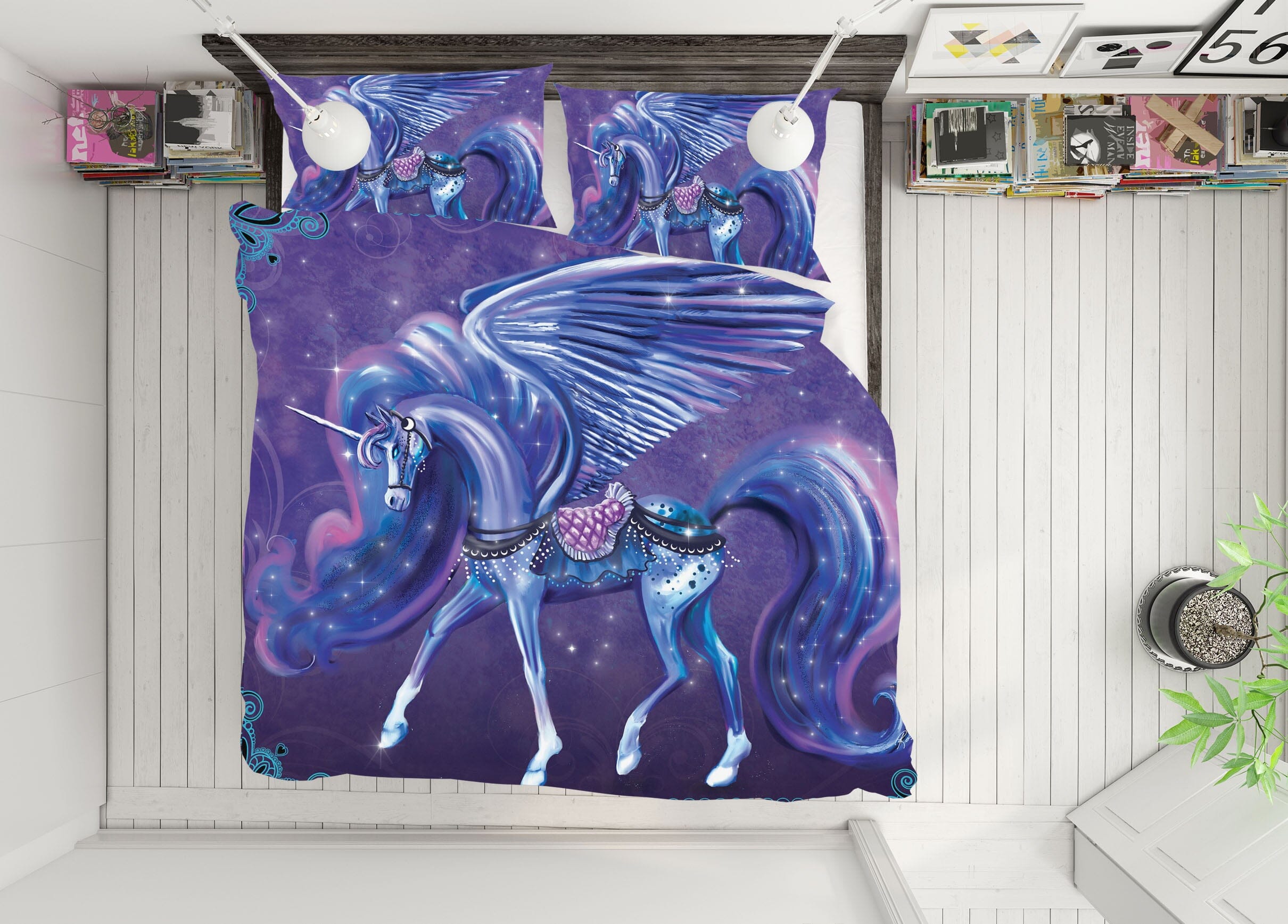 3D Purple Unicorn 120 Rose Catherine Khan Bedding Bed Pillowcases Quilt Quiet Covers AJ Creativity Home