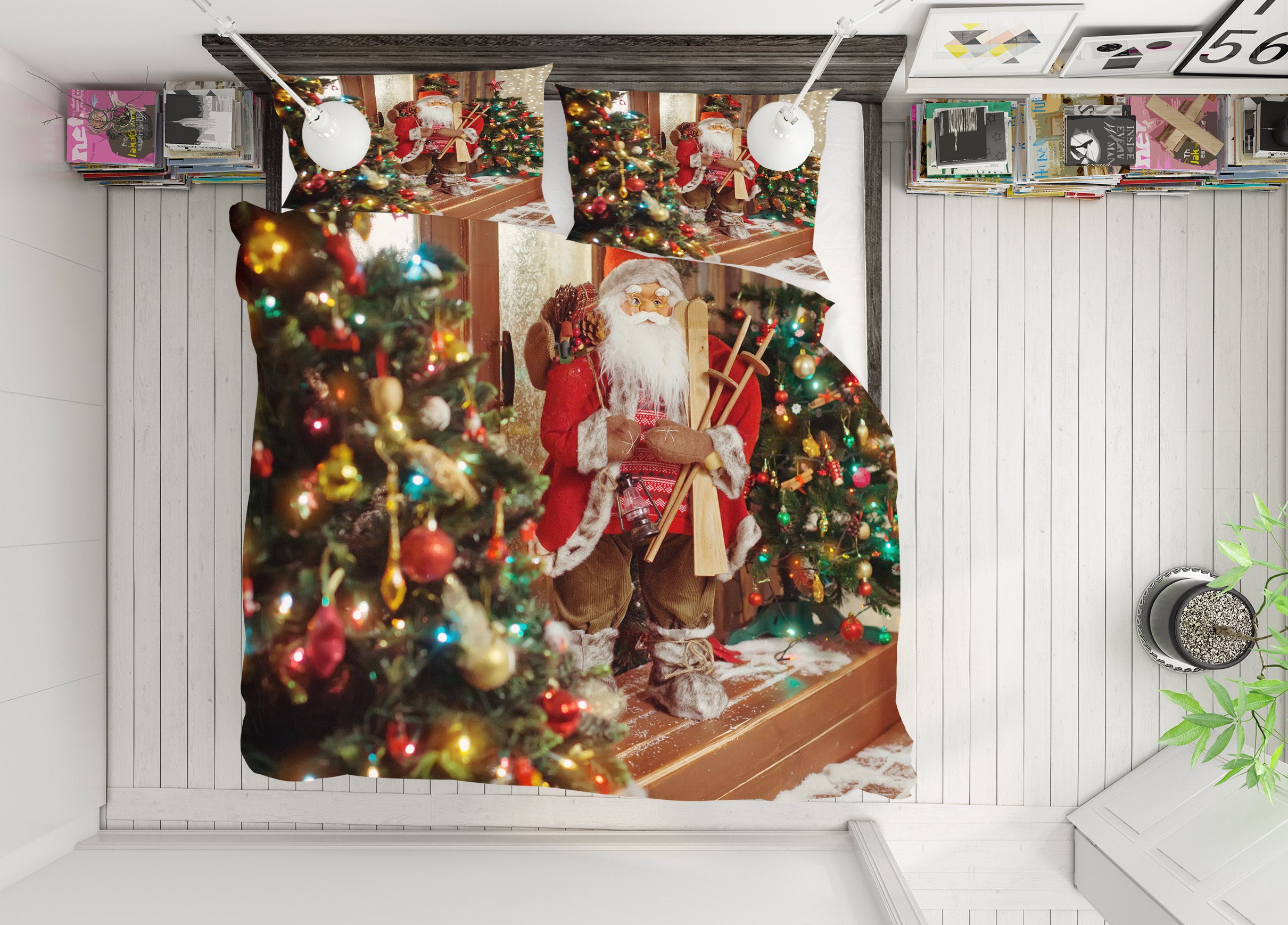 3D Santa Claus Tree 50049 Christmas Quilt Duvet Cover Xmas Bed Pillowcases
