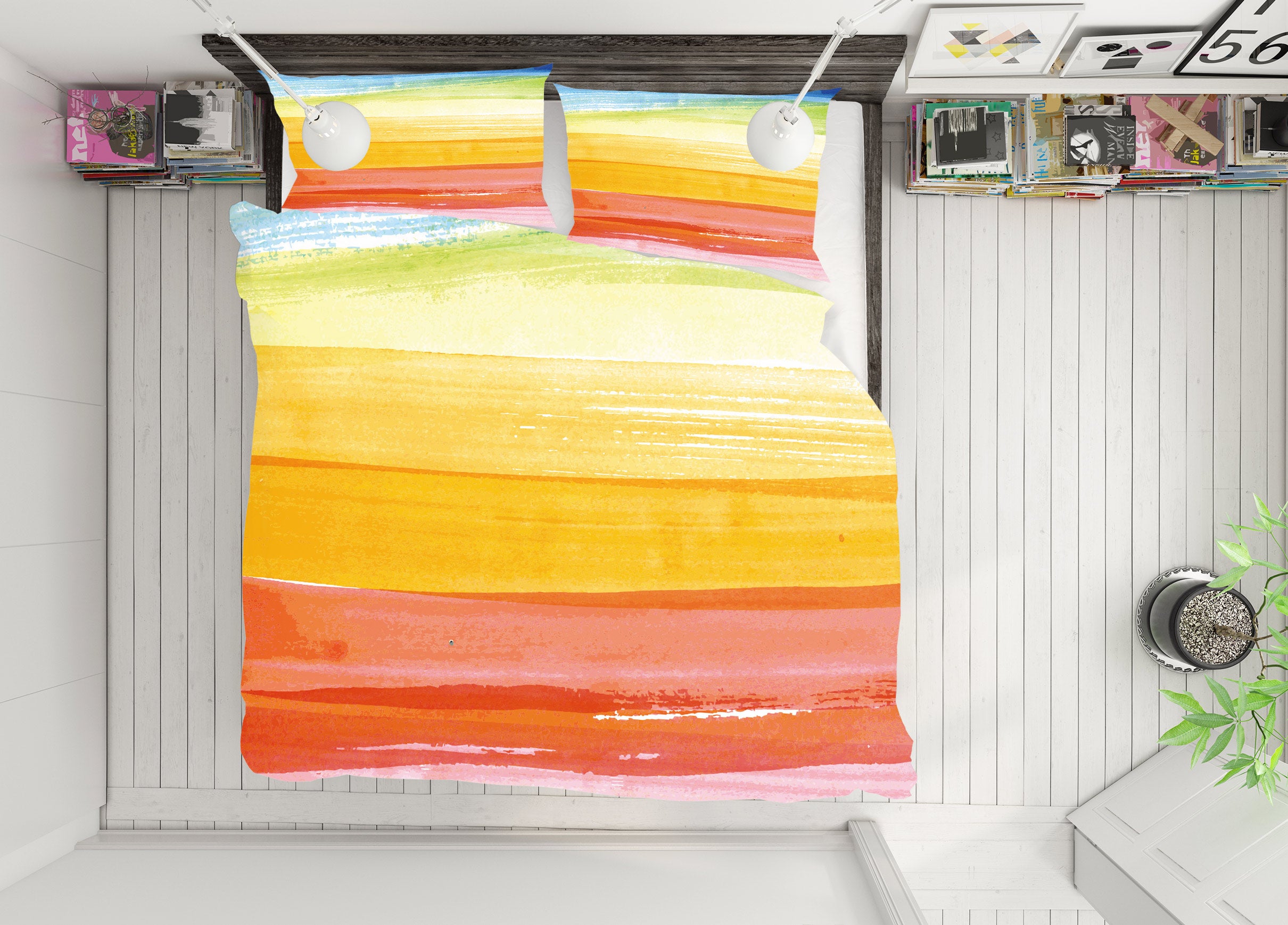 3D Yellow Orange Gradient 59218 Bed Pillowcases Quilt