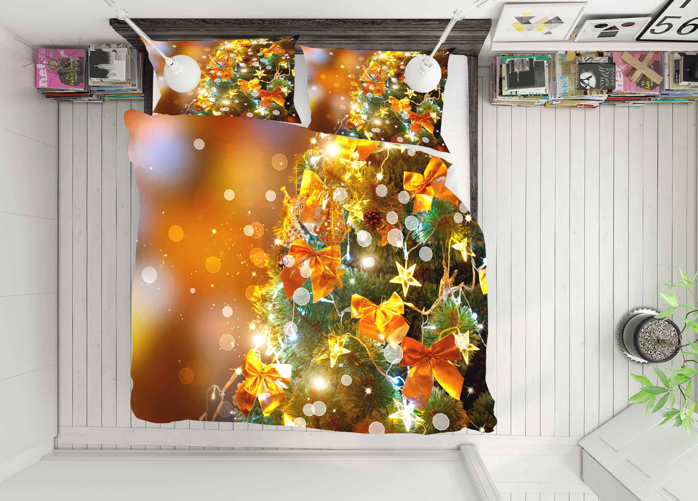 3D Tree Bow Pendant 50017 Christmas Quilt Duvet Cover Xmas Bed Pillowcases