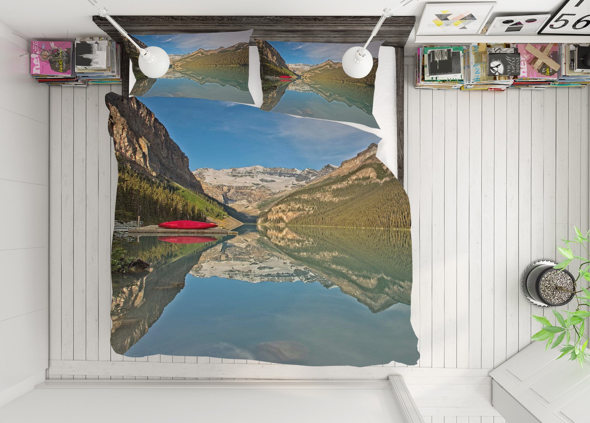 3D Lake Louise Sunrise 2116 Kathy Barefield Bedding Bed Pillowcases Quilt Quiet Covers AJ Creativity Home