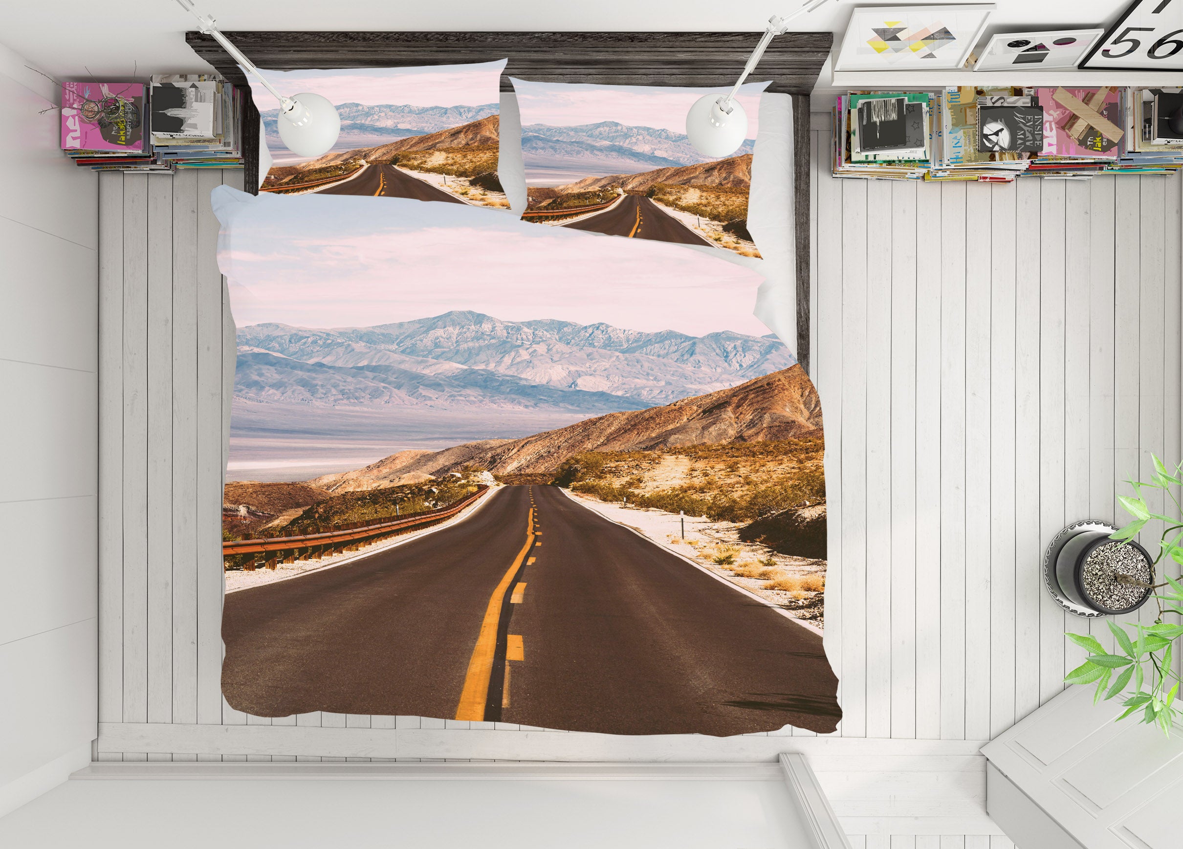 3D Road 16061 Bed Pillowcases Quilt