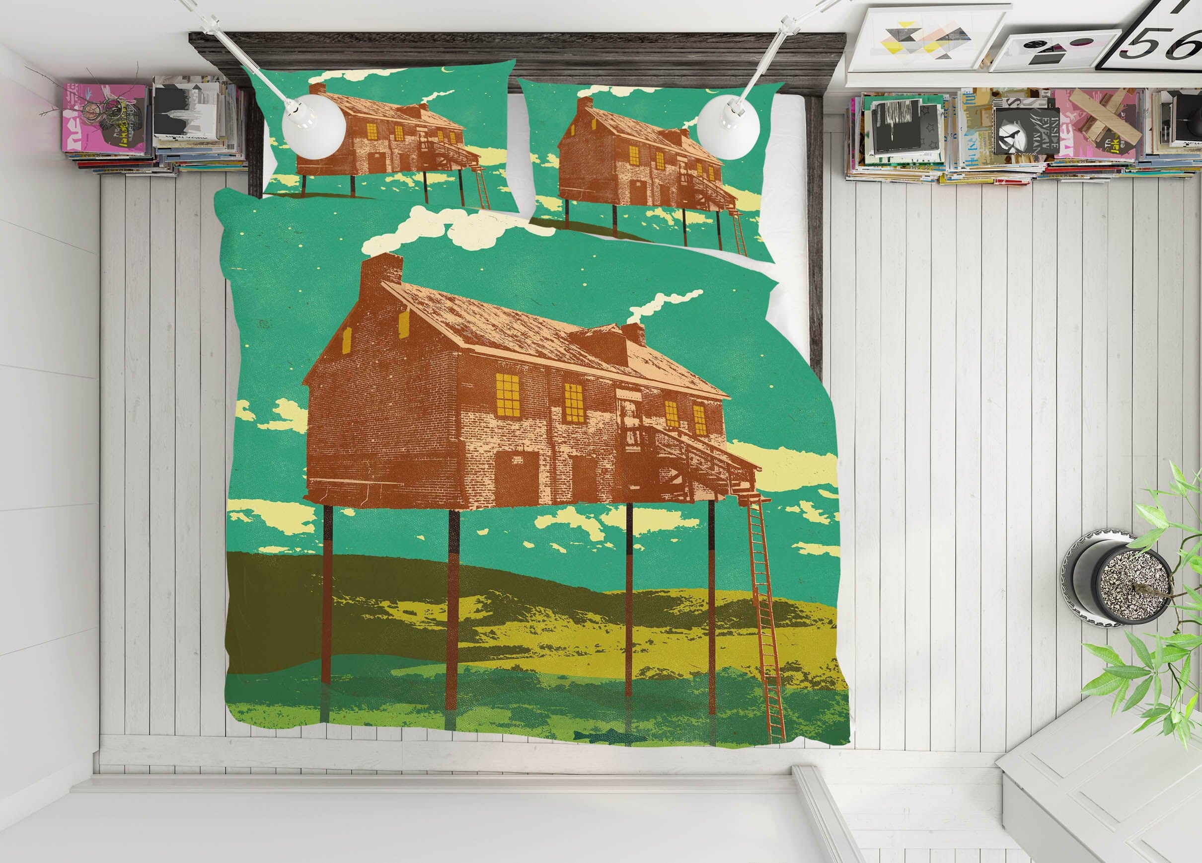 3D House Cooking Smoke 2112 Showdeer Bedding Bed Pillowcases Quilt Quiet Covers AJ Creativity Home