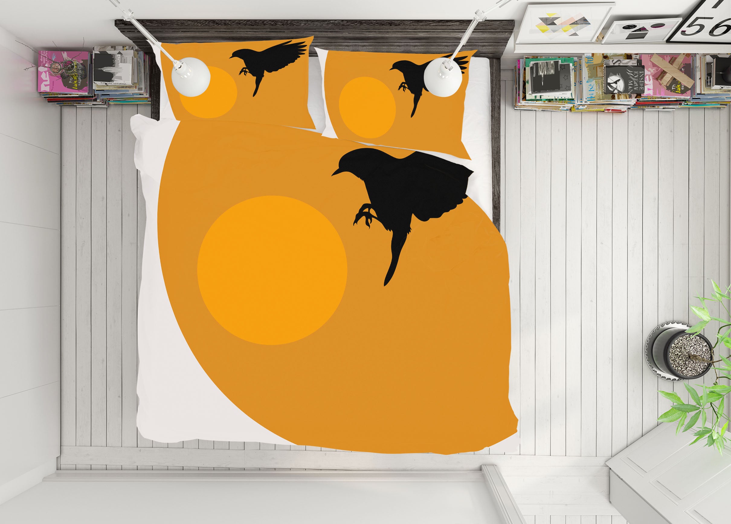 3D Moon Magpie 218 Boris Draschoff Bedding Bed Pillowcases Quilt