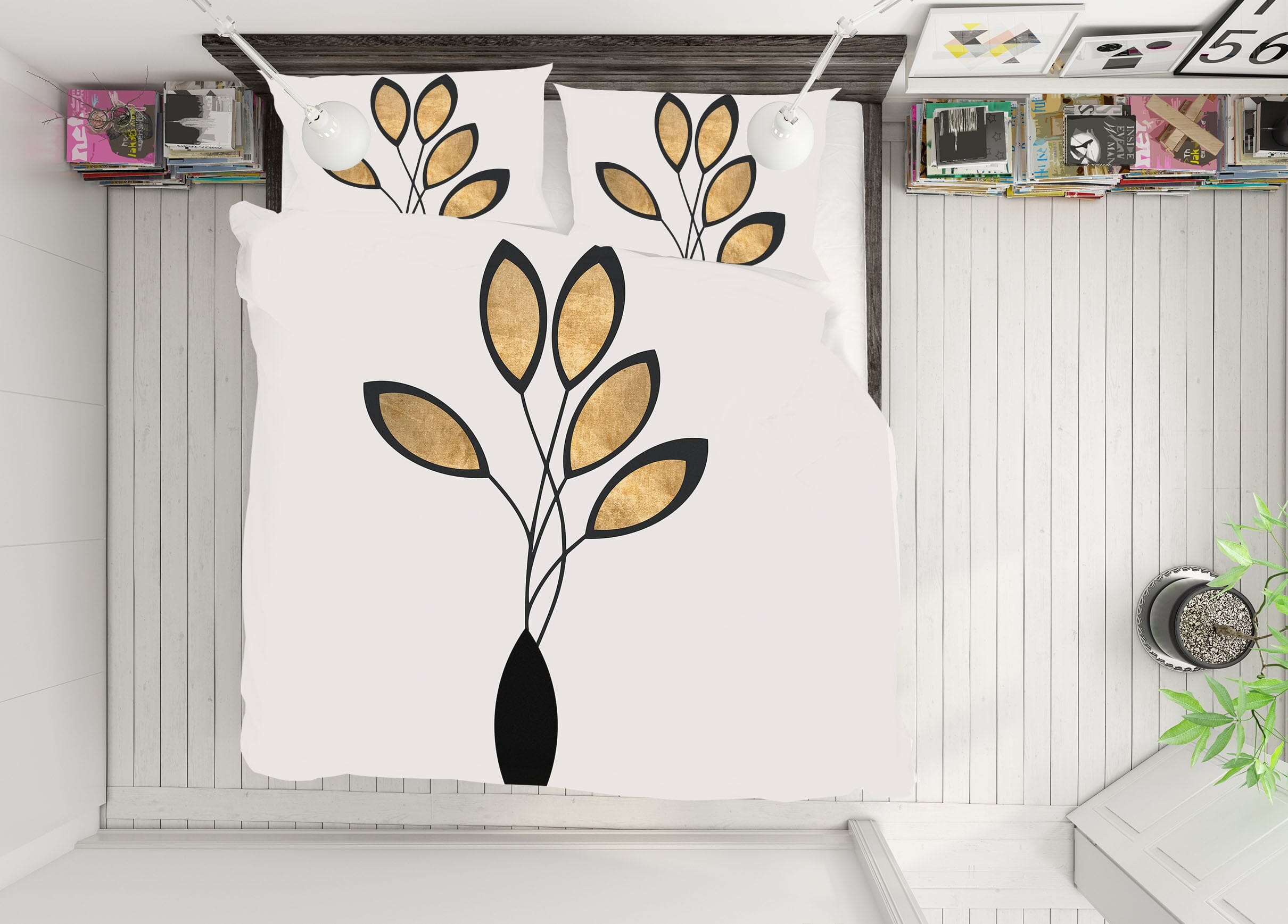 3D Vase Leaves 124 Boris Draschoff Bedding Bed Pillowcases Quilt Quiet Covers AJ Creativity Home