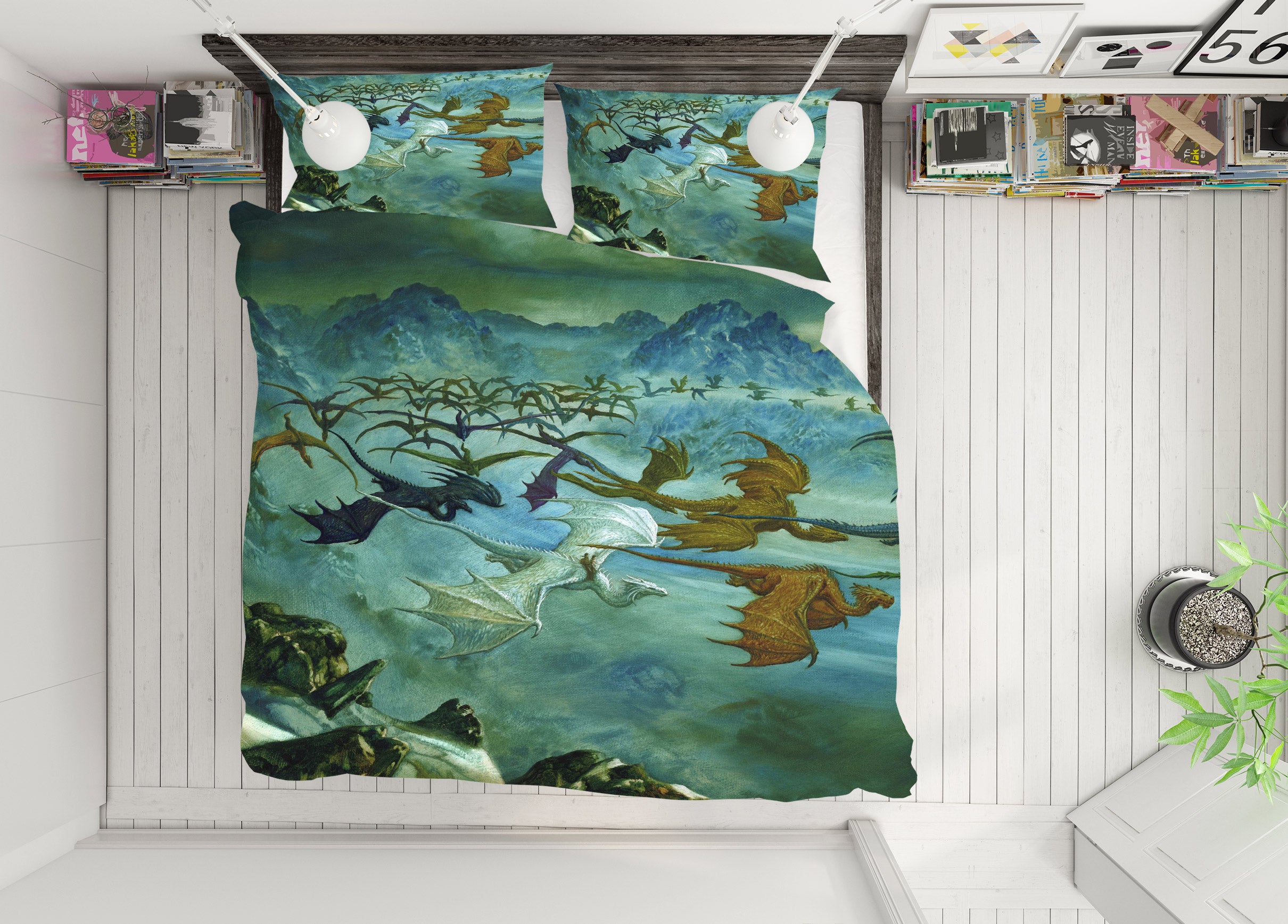 3D Mountain Group Dragon 7007 Ciruelo Bedding Bed Pillowcases Quilt