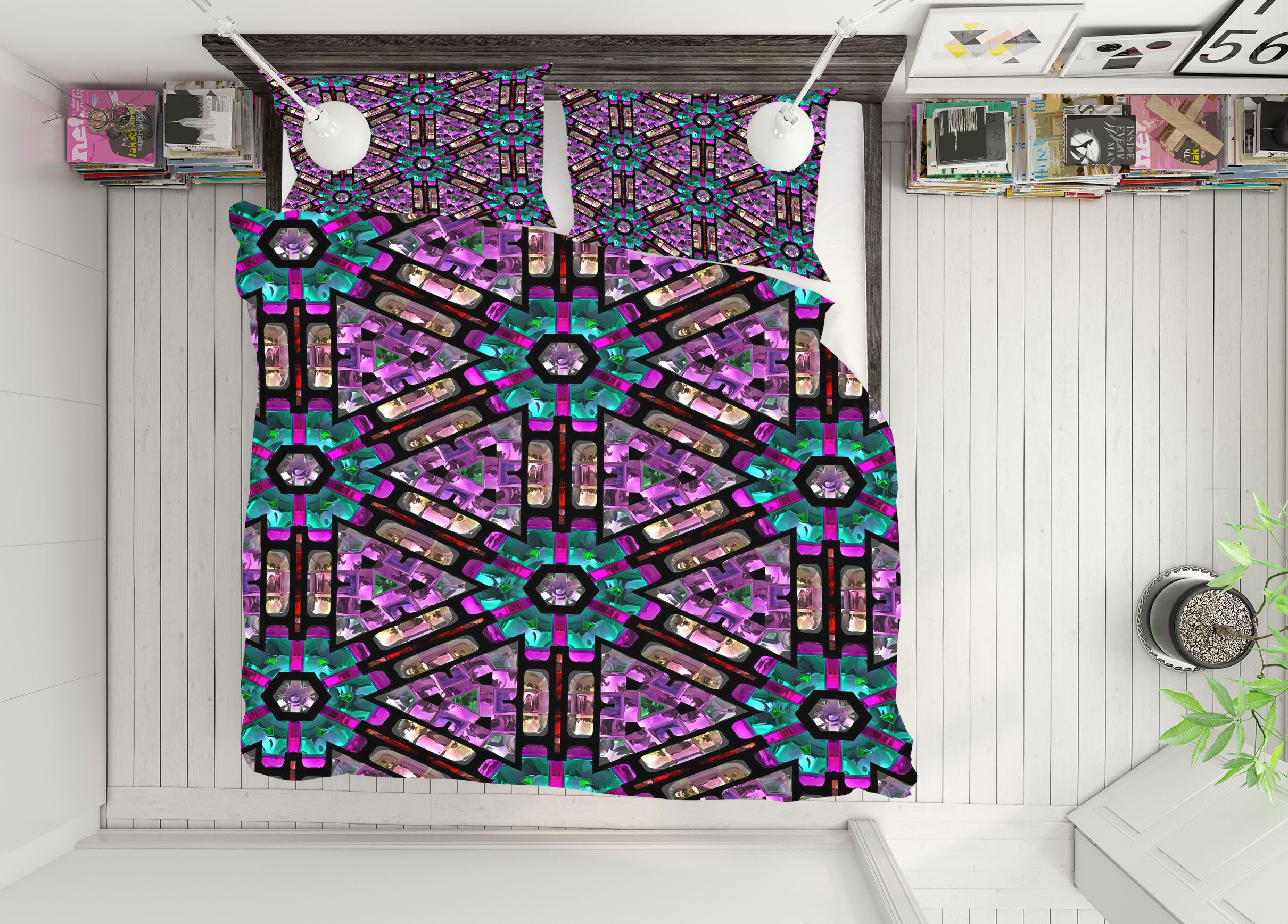 3D Purple Pattern 13199 Bed Pillowcases Quilt