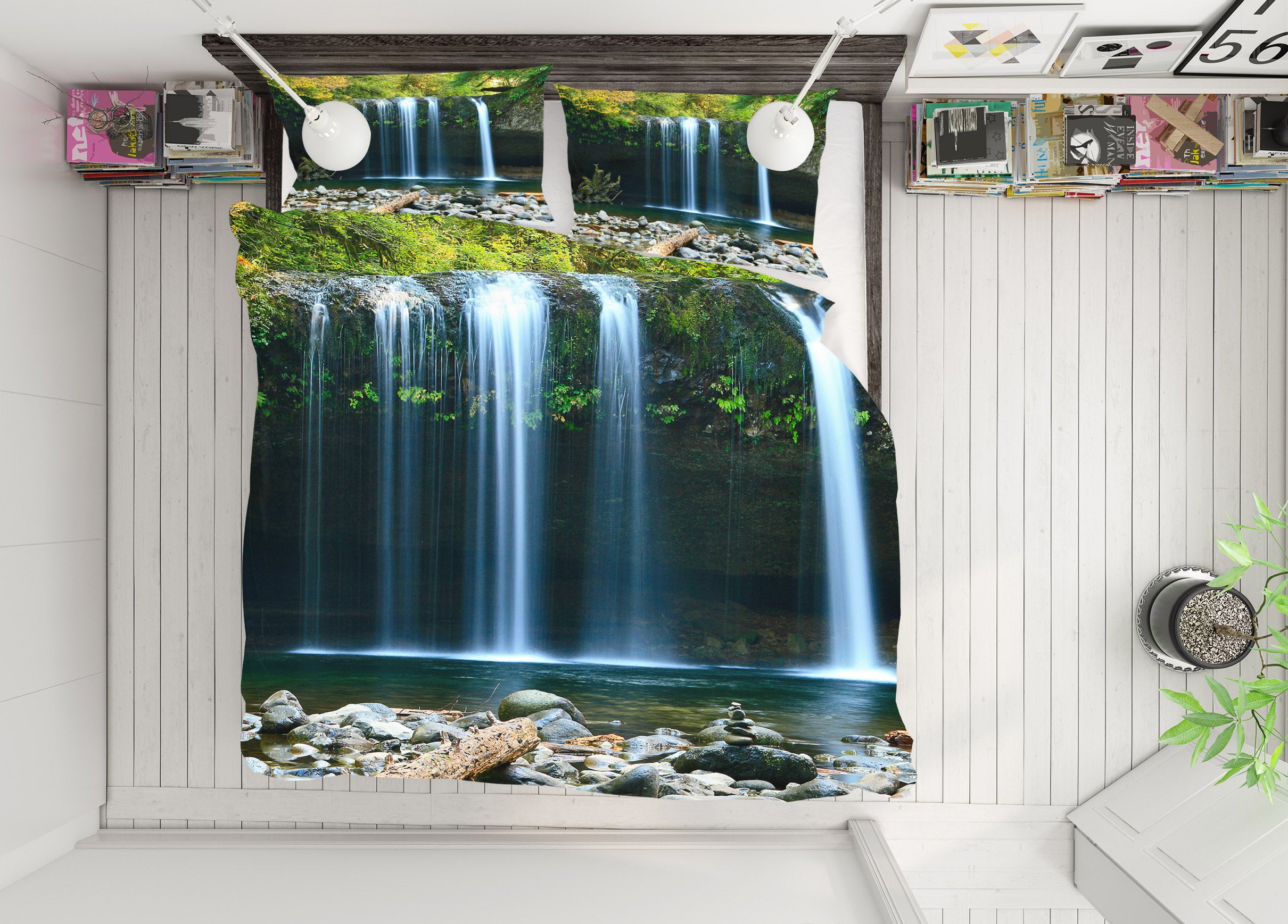 3D Waterfall 19200 Bed Pillowcases Quilt