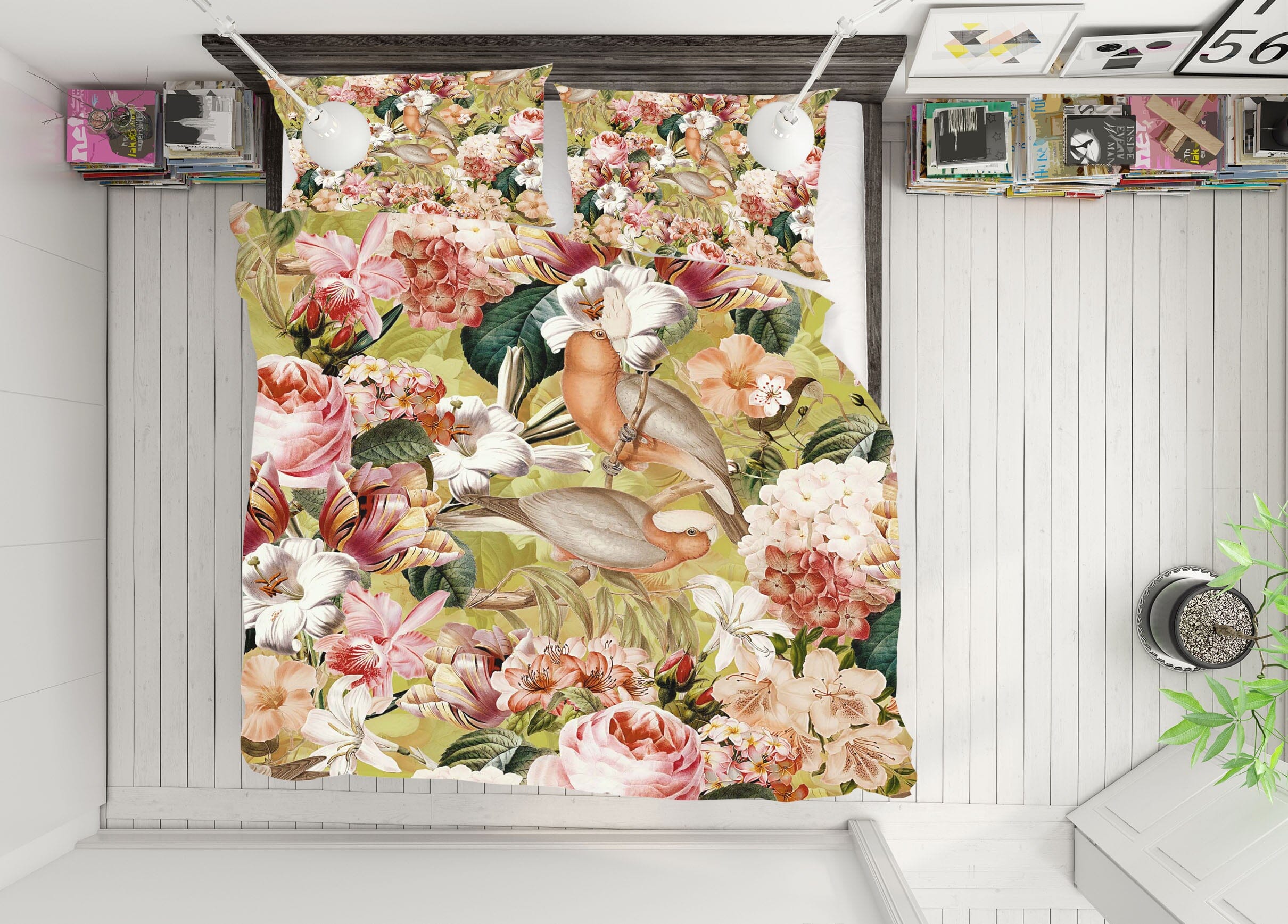 3D Parrot Lily Flower 122 Uta Naumann Bedding Bed Pillowcases Quilt Quiet Covers AJ Creativity Home