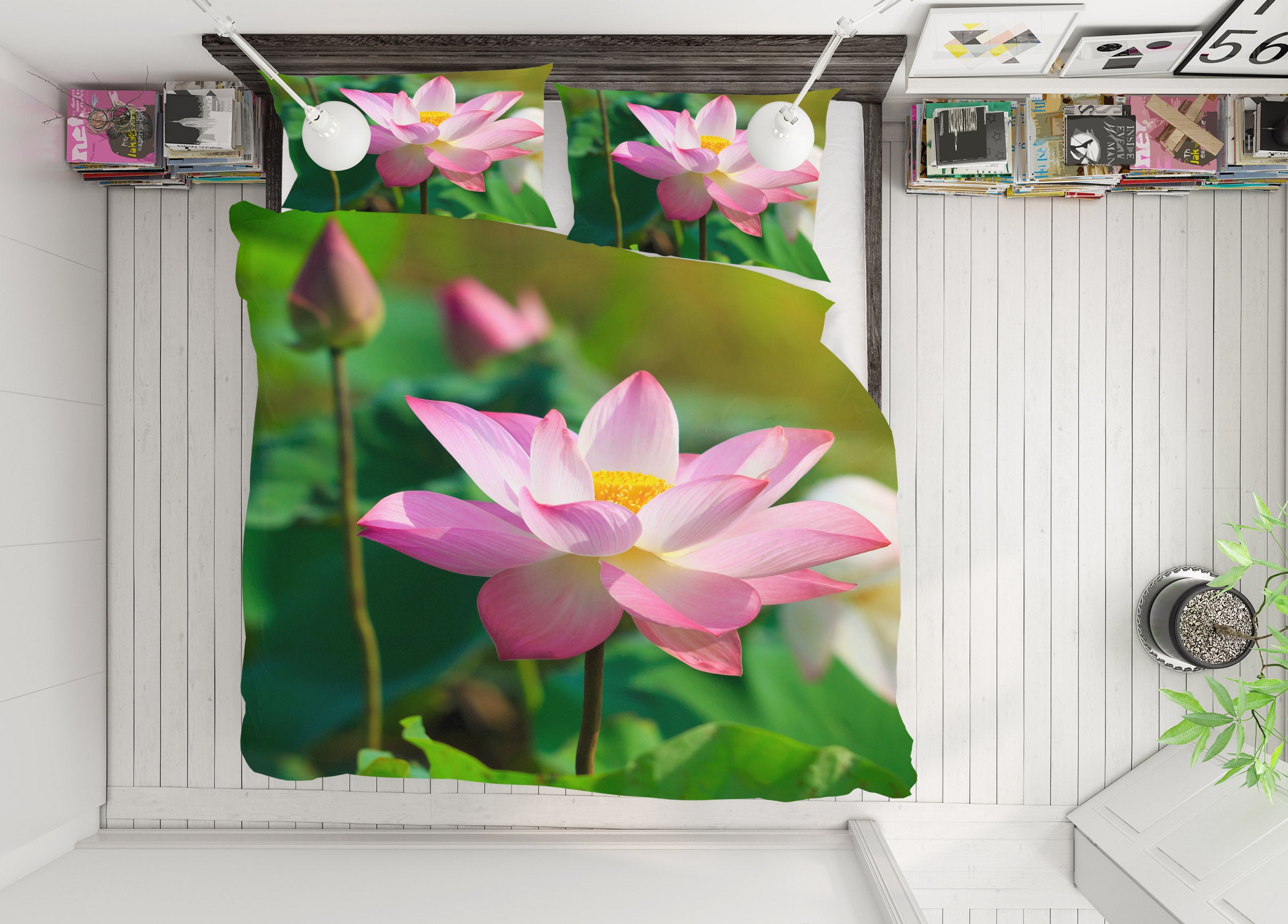 3D Lotus 61105 Bed Pillowcases Quilt