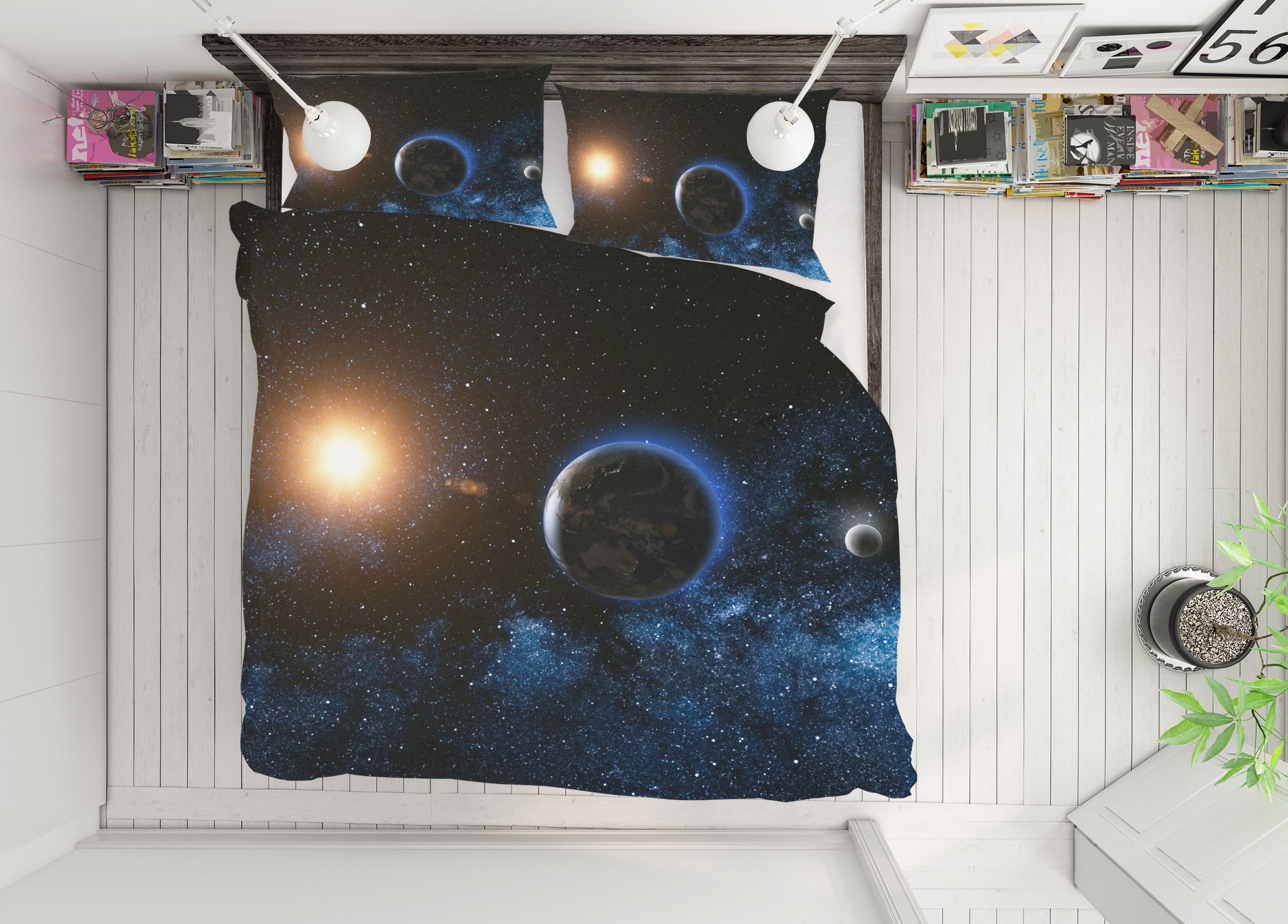 3D Earth Sun 63171 Bed Pillowcases Quilt
