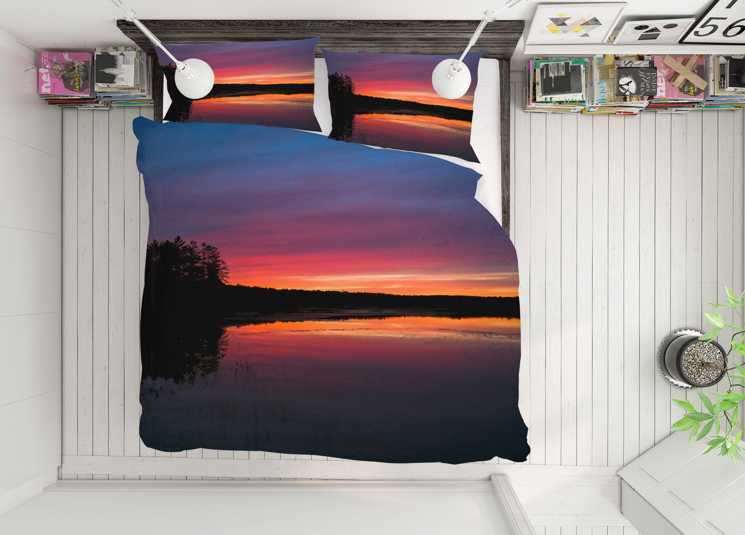 3D Pink Dusk Lake 1032 Jerry LoFaro bedding Bed Pillowcases Quilt Quiet Covers AJ Creativity Home