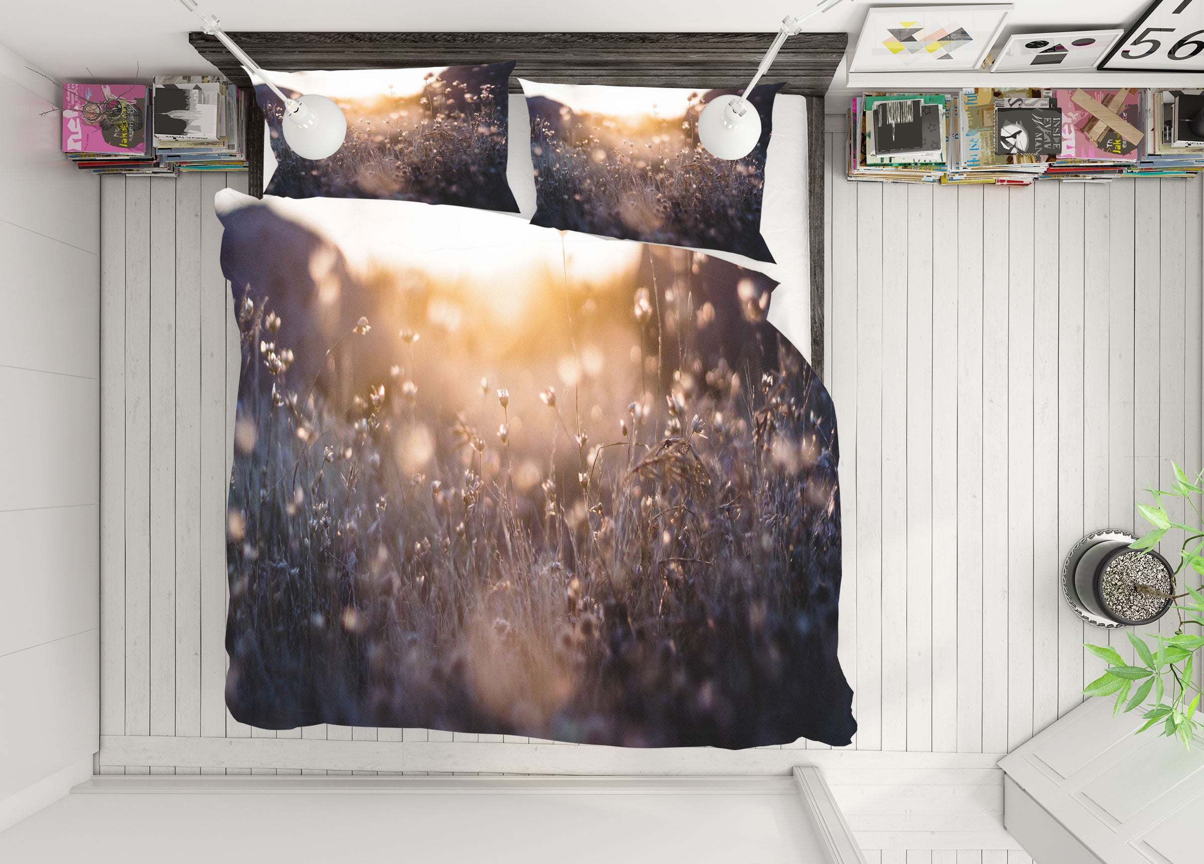 3D Flowers Grass 59156 Bed Pillowcases Quilt