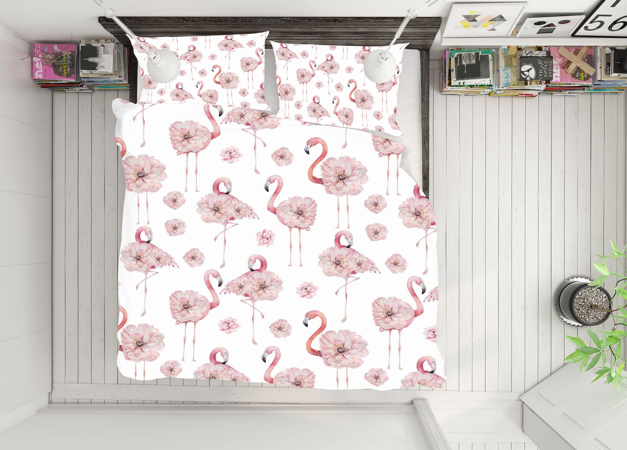 3D Flamingo Flower 242 Uta Naumann Bedding Bed Pillowcases Quilt Quiet Covers AJ Creativity Home