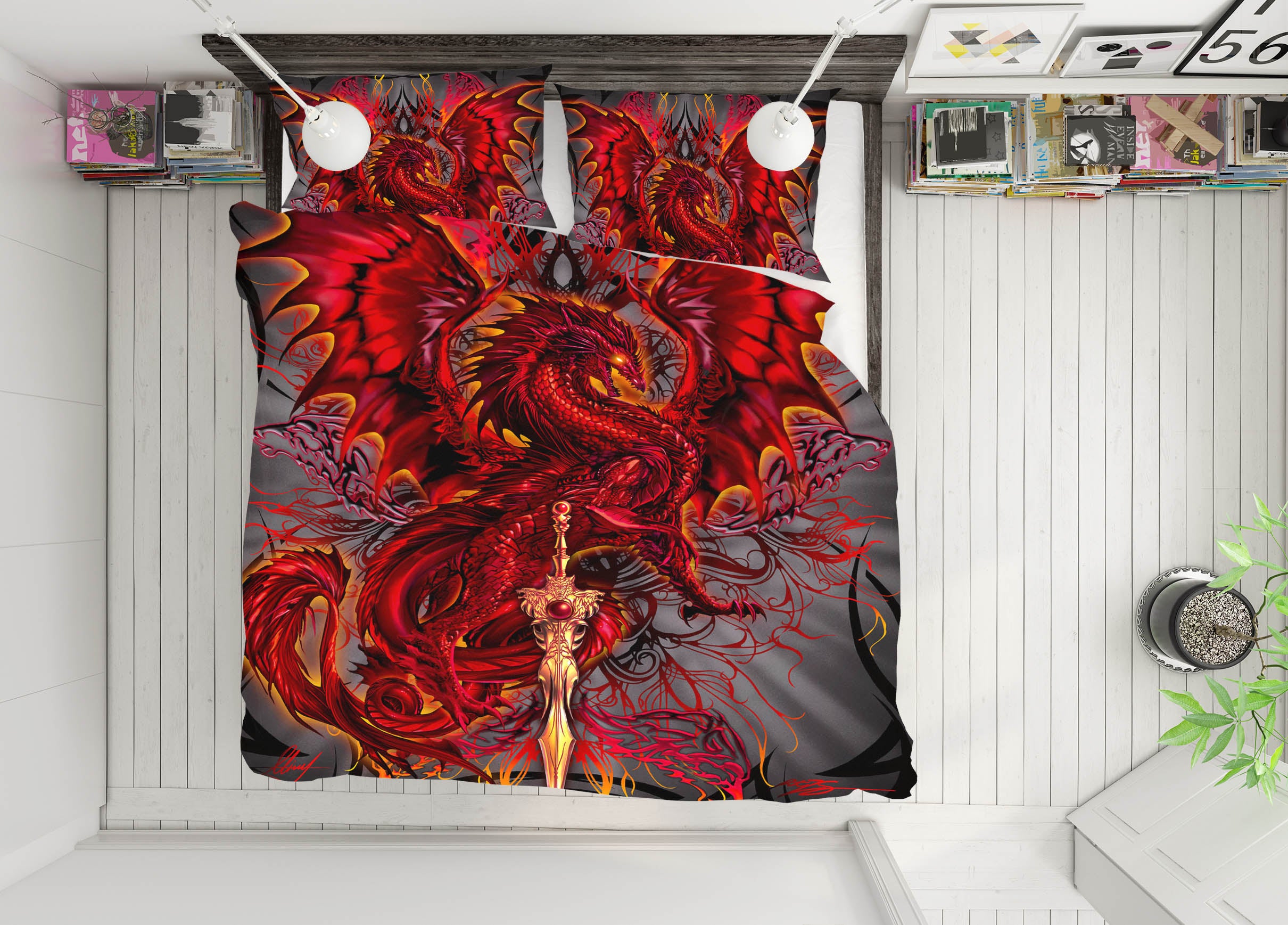 3D Red Dragon 8314 Ruth Thompson Bedding Bed Pillowcases Quilt Cover Duvet Cover