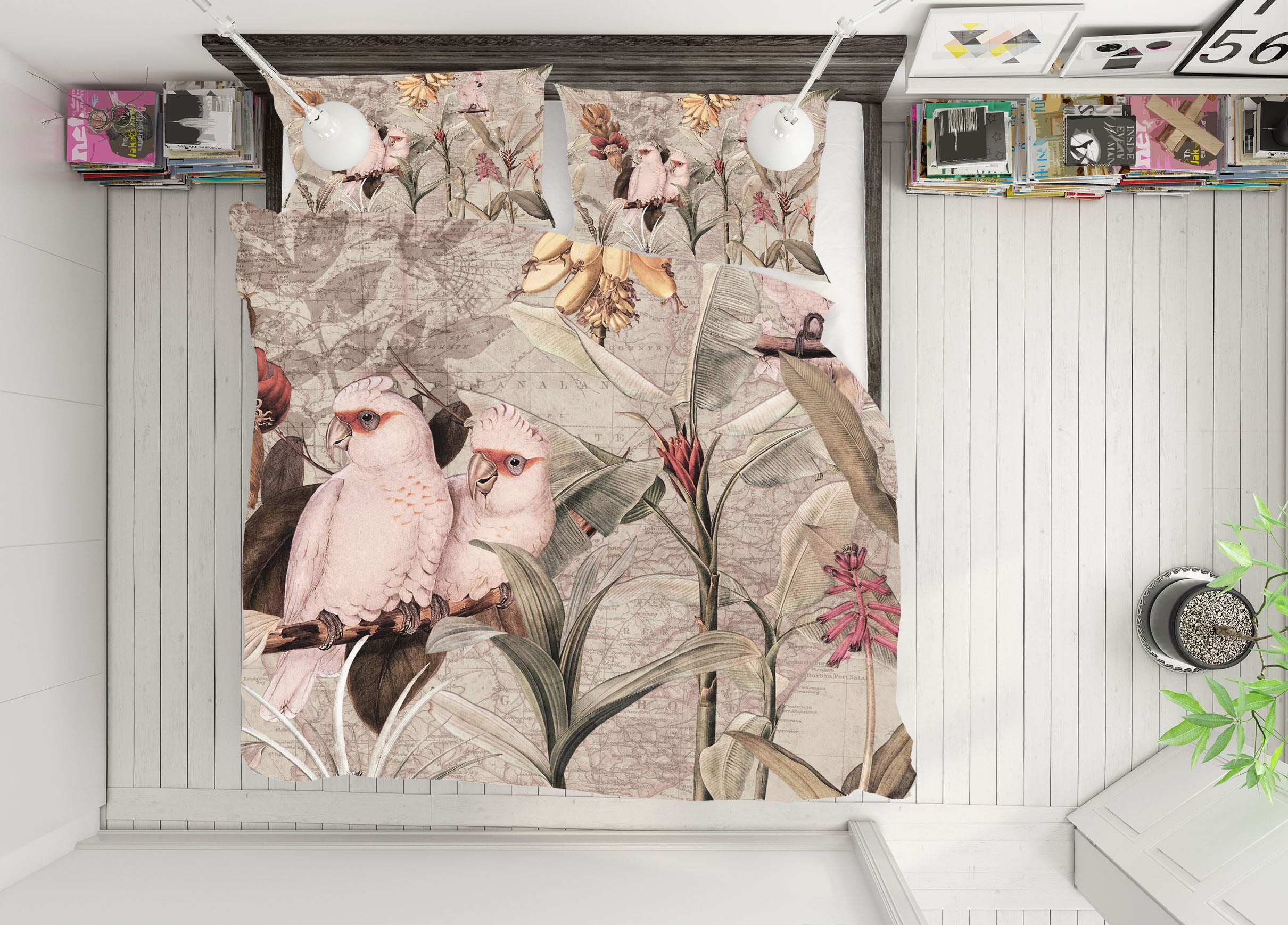 3D Parrot Flower Bush 18154 Uta Naumann Bedding Bed Pillowcases Quilt