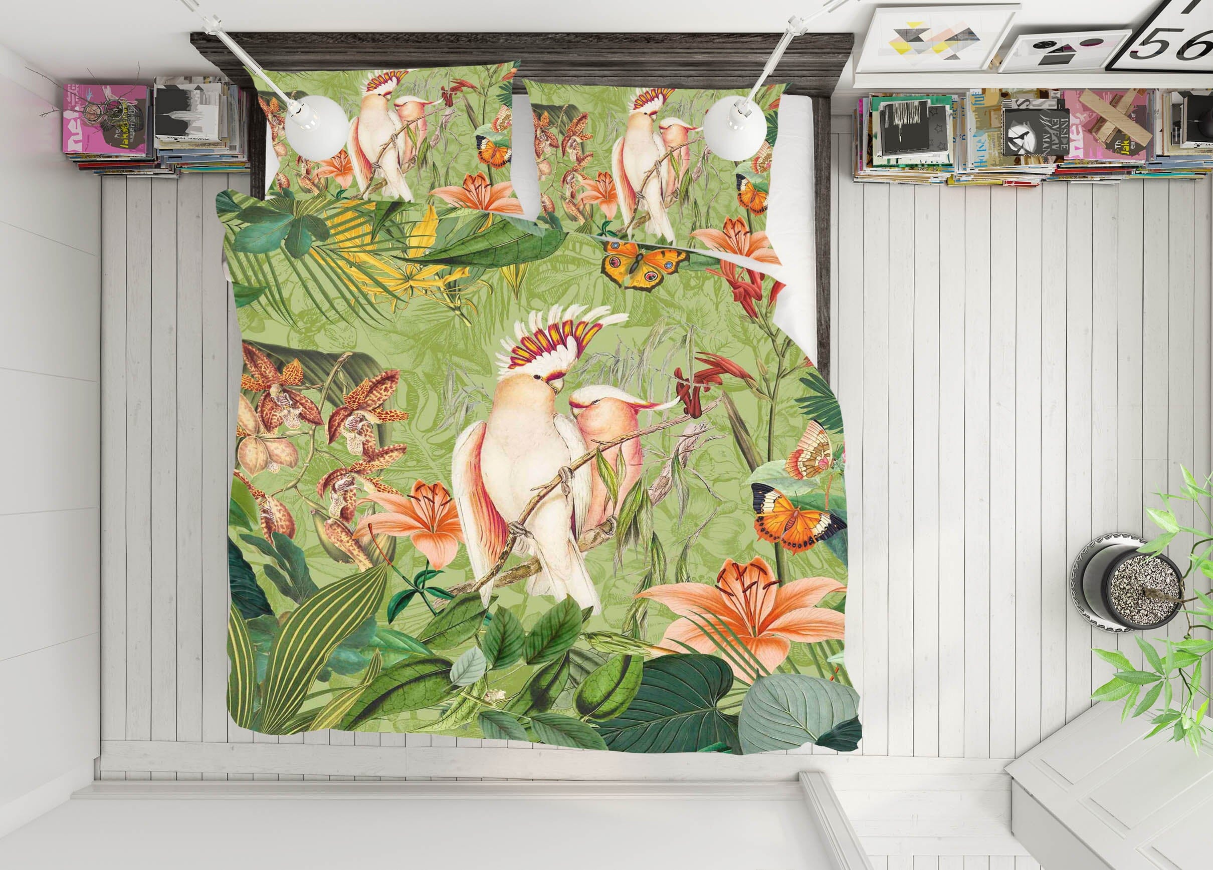 3D Cockatoos And Butterflies 2109 Andrea haase Bedding Bed Pillowcases Quilt Quiet Covers AJ Creativity Home