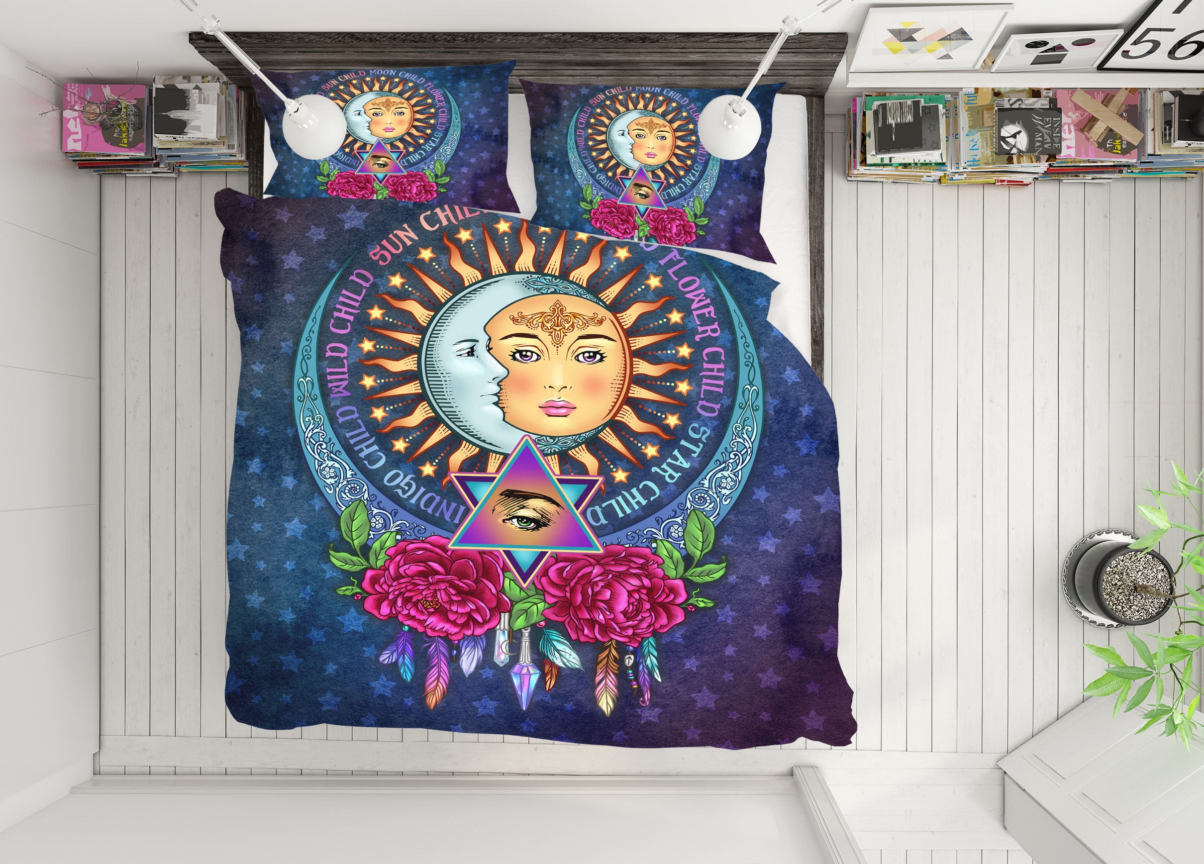 3D Sun Moon Flower 8823 Brigid Ashwood Bedding Bed Pillowcases Quilt Cover Duvet Cover