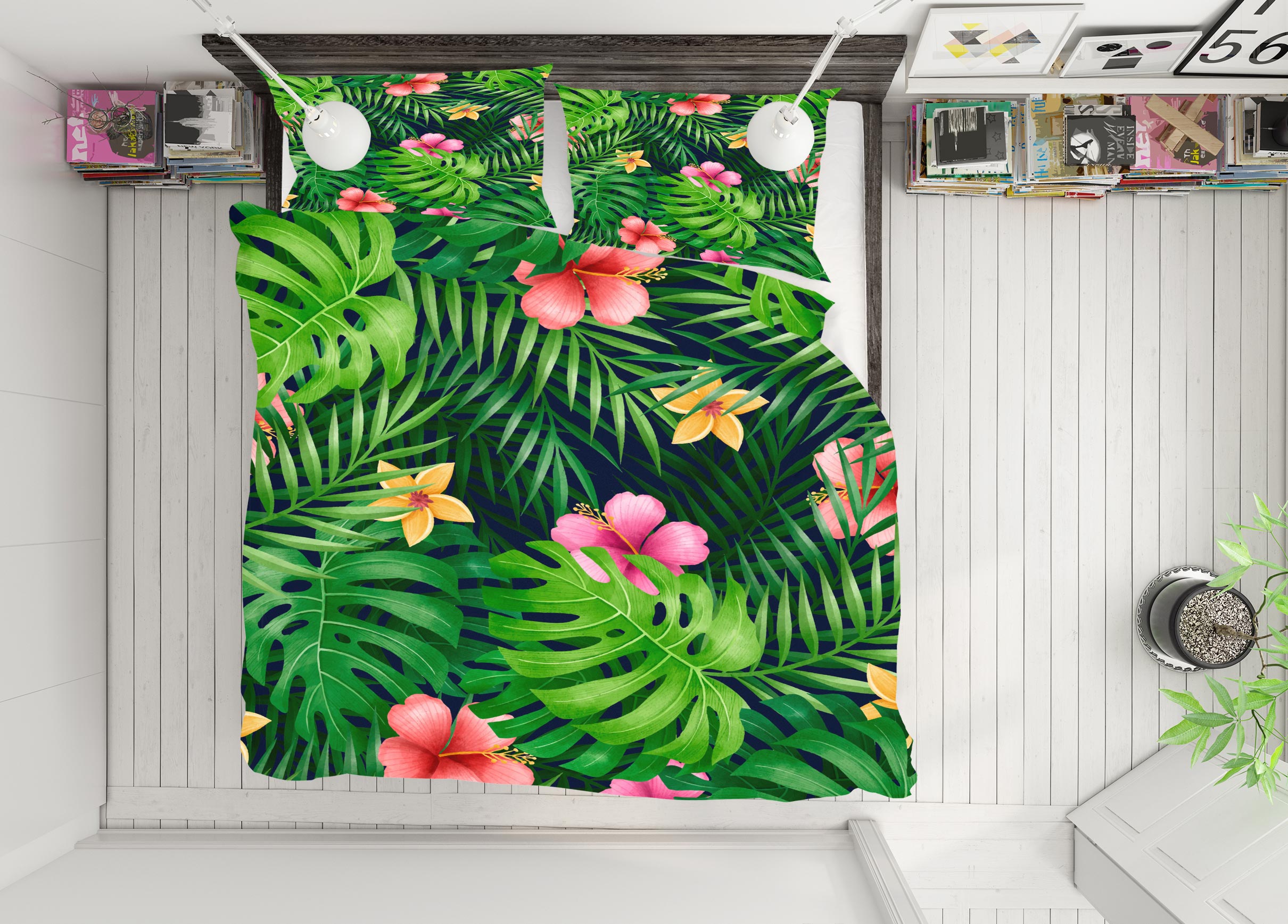 3D Leaves Flowers 60067 Bed Pillowcases Quilt