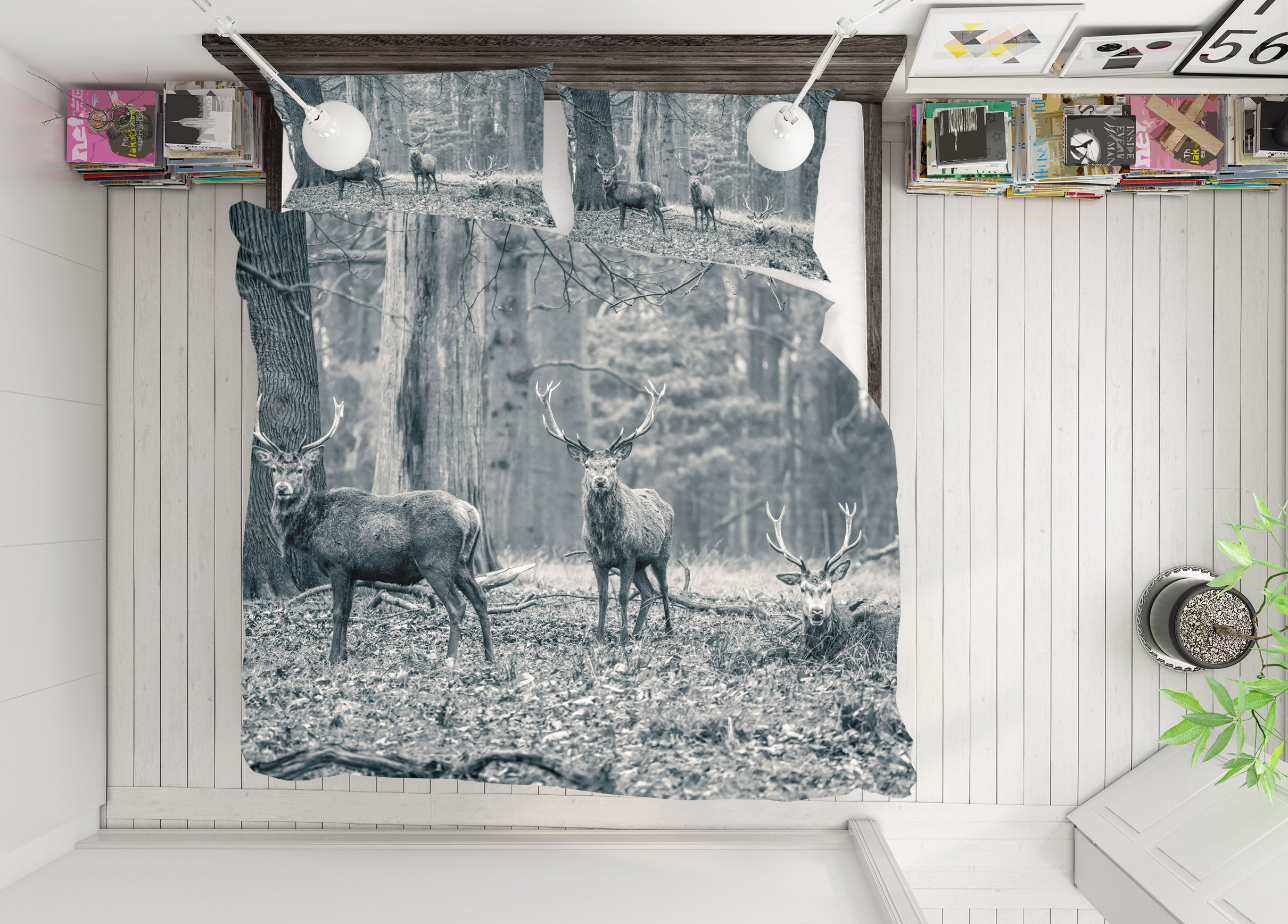 3D Forest Deer 85151 Assaf Frank Bedding Bed Pillowcases Quilt