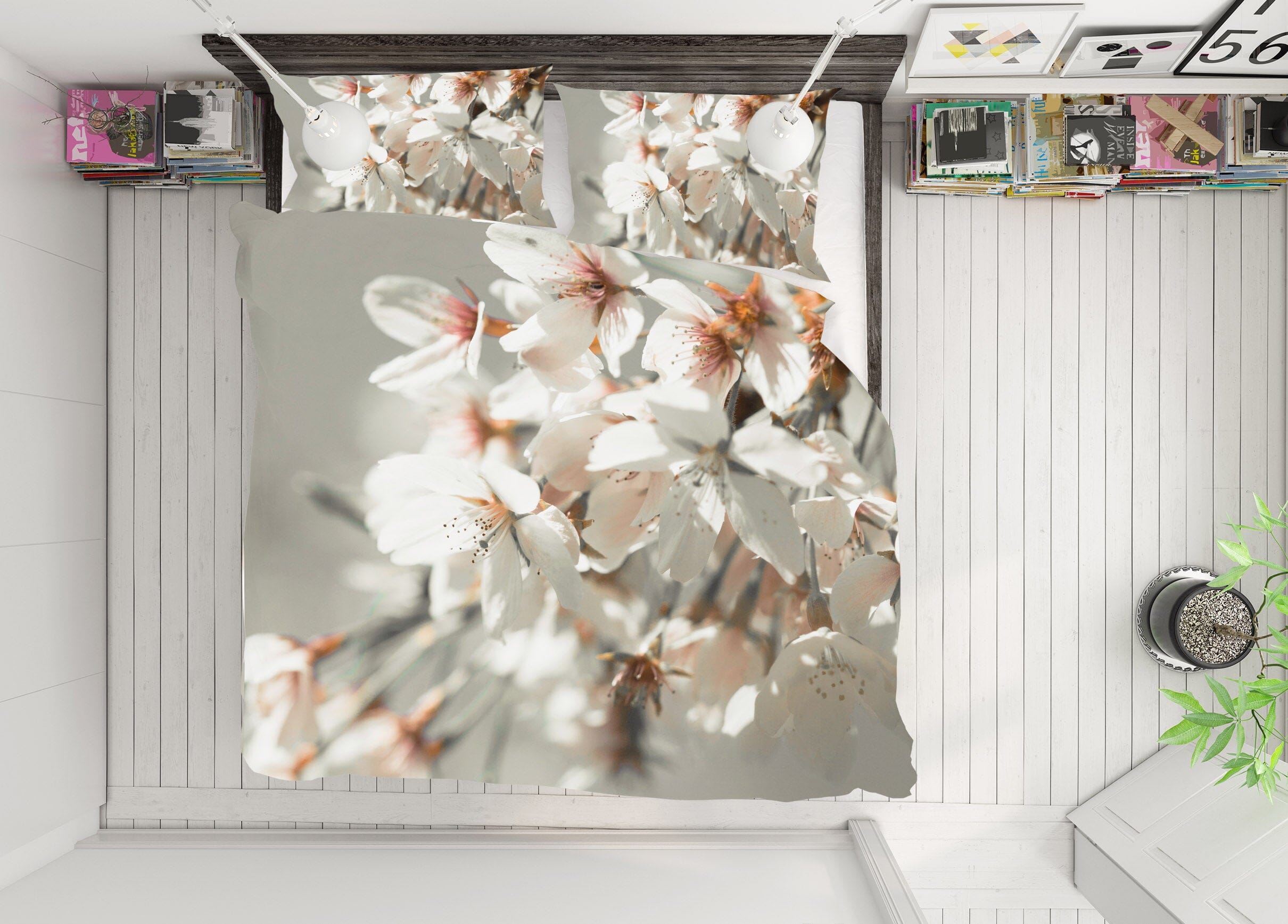 3D White Plum Blossoms 1008 Assaf Frank Bedding Bed Pillowcases Quilt Quiet Covers AJ Creativity Home