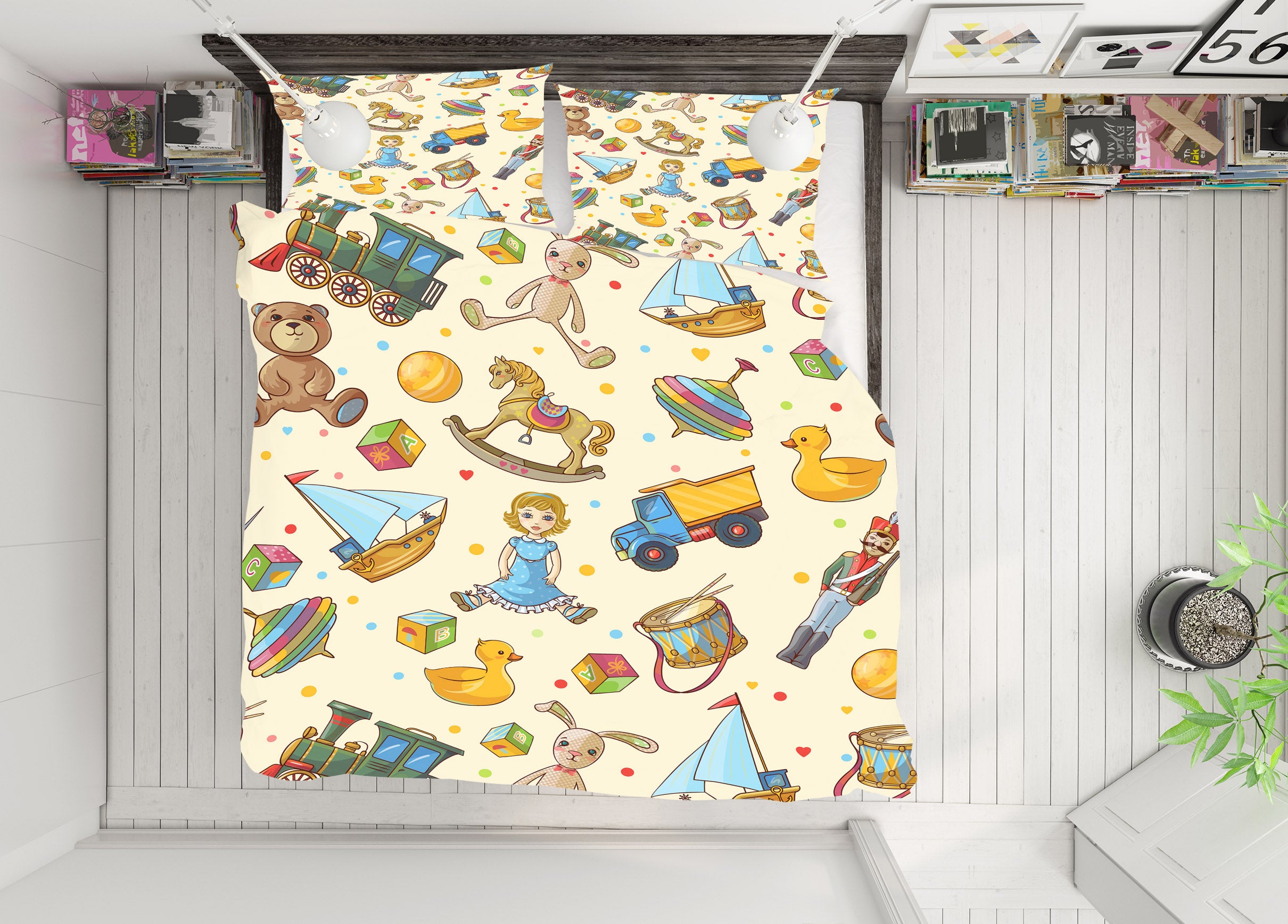 3D Wooden Horse Doll Toy Pattern 61070 Bed Pillowcases Quilt