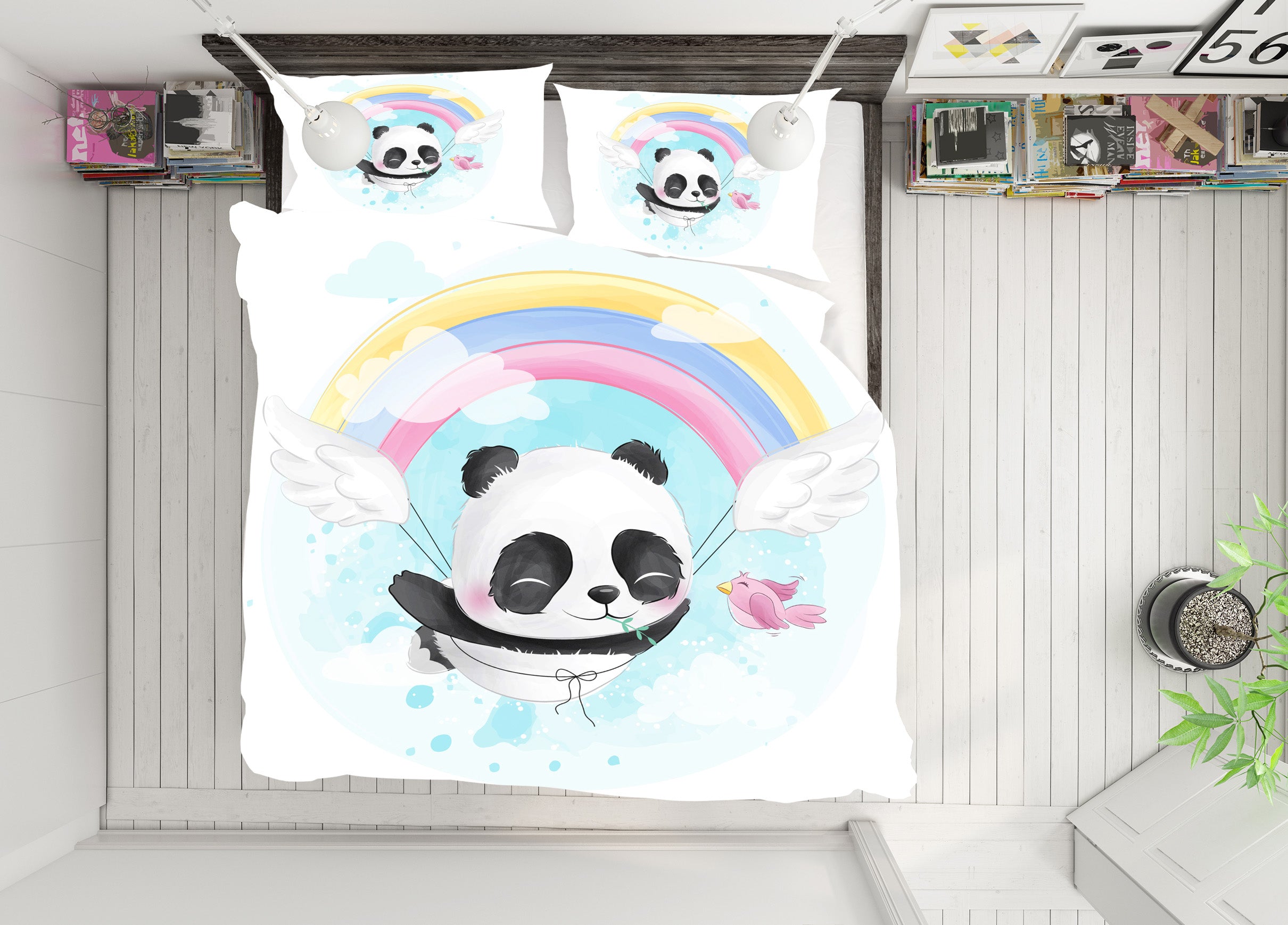 3D Rainbow Panda 59057 Bed Pillowcases Quilt