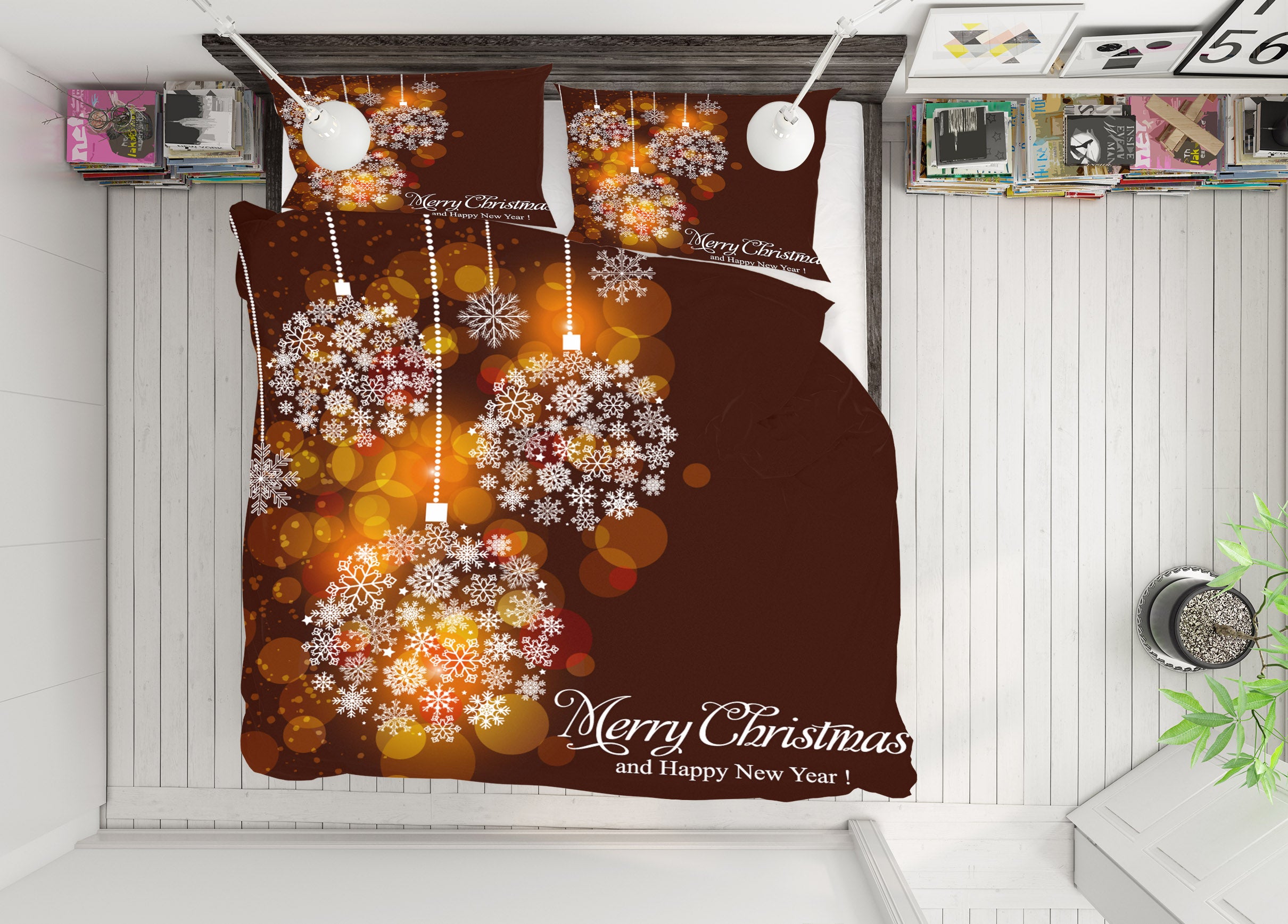 3D Snowflake Ball 51080 Christmas Quilt Duvet Cover Xmas Bed Pillowcases