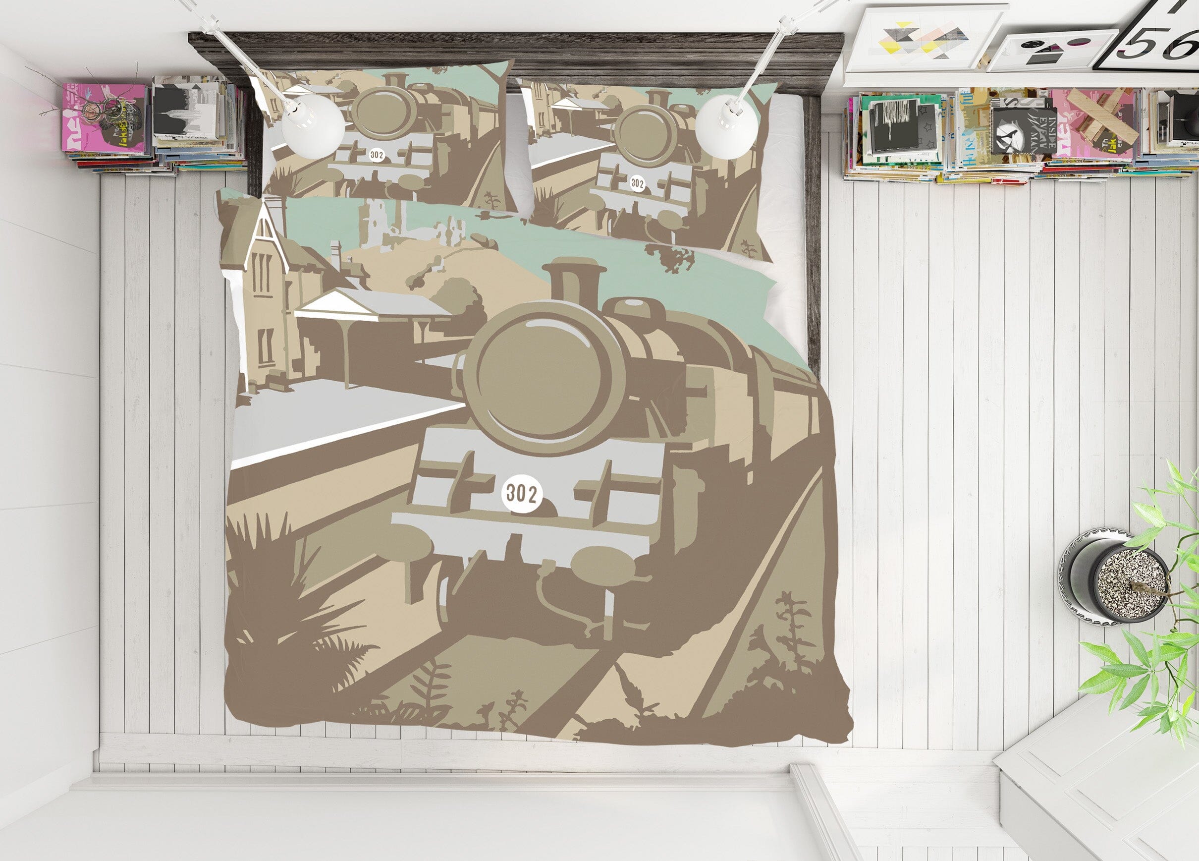 3D Swanage Railway 2071 Steve Read Bedding Bed Pillowcases Quilt Quiet Covers AJ Creativity Home
