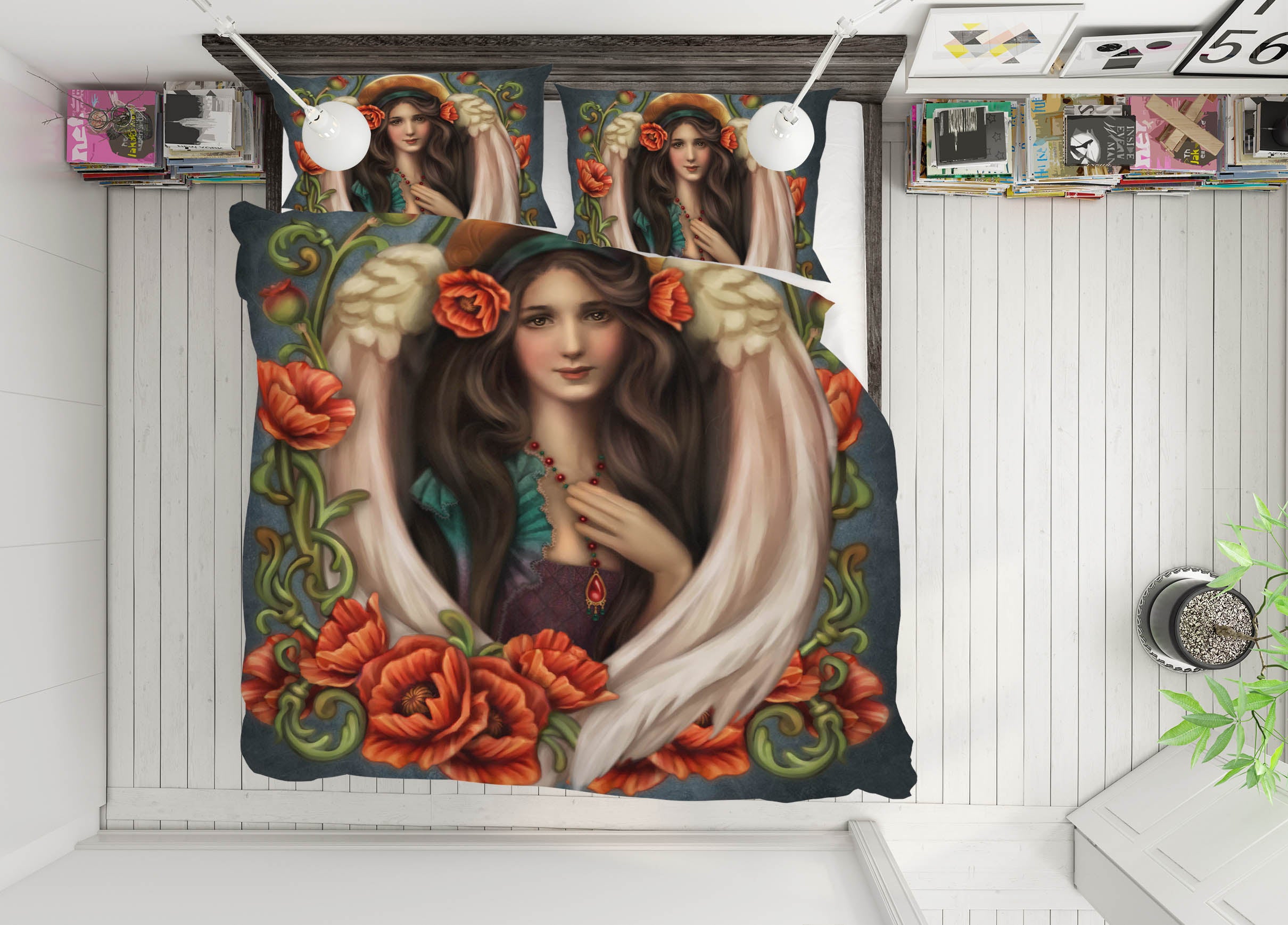 3D Red Flower Woman 8846 Brigid Ashwood Bedding Bed Pillowcases Quilt Cover Duvet Cover