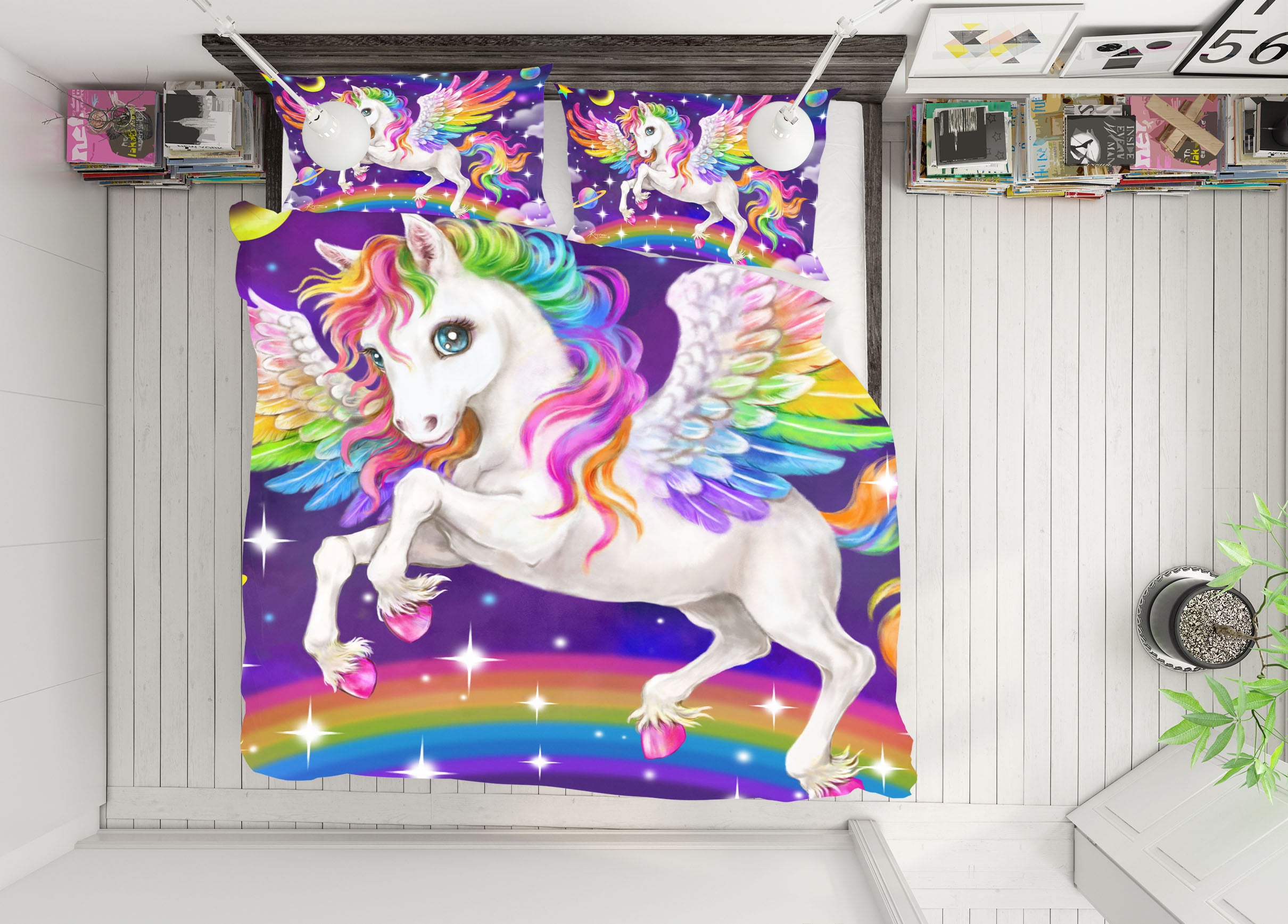 3D Unicorn Wings 5848 Kayomi Harai Bedding Bed Pillowcases Quilt Cover Duvet Cover